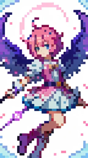 (In 8K, anime style, look at the viewer, light shines on your face), Magical Girl, Using magic, {{{{Have a magic cane}}}}, flying in the sky, boots with wings, belt with a mechanism, Coloring in pastel colors