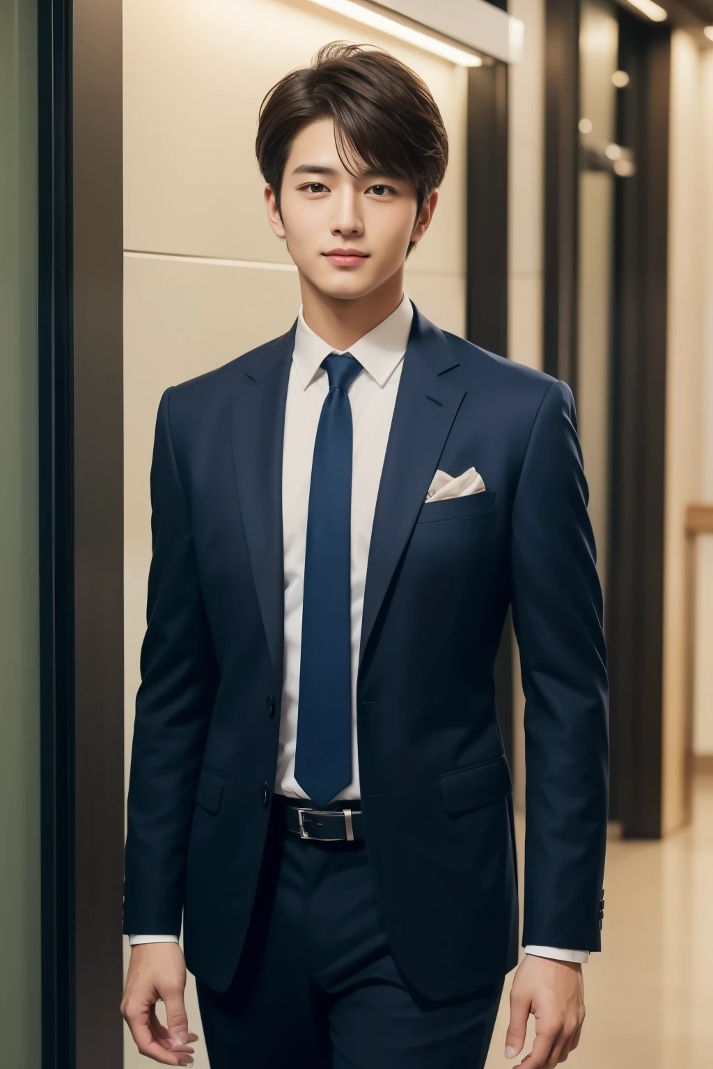 20-year-old refreshingly handsome new employee、 (Super cool S-class guy in a suit)、 Japan boys at 20 years old、 businessman、 Ultra-luxury suits、 Brown color suit、 s Office、 Stand in a suitSYoung handsome man、 Full body photo、 (Highly detailed photos of CG Unity 8K)、 (A highly detailedSHandsome man in class)、 (Photo Real)、 ((top-quality))、 ultra-detailliert、 (masterpiece)、 An ultra-high picture quality、 tall、 viewer、 Gentle man、 Very beautiful hair、 Shorthair、 Bright photo、 Handsome like a model、 Handsome like an idol、 Luxury Watches、 Cool belt、 japanes