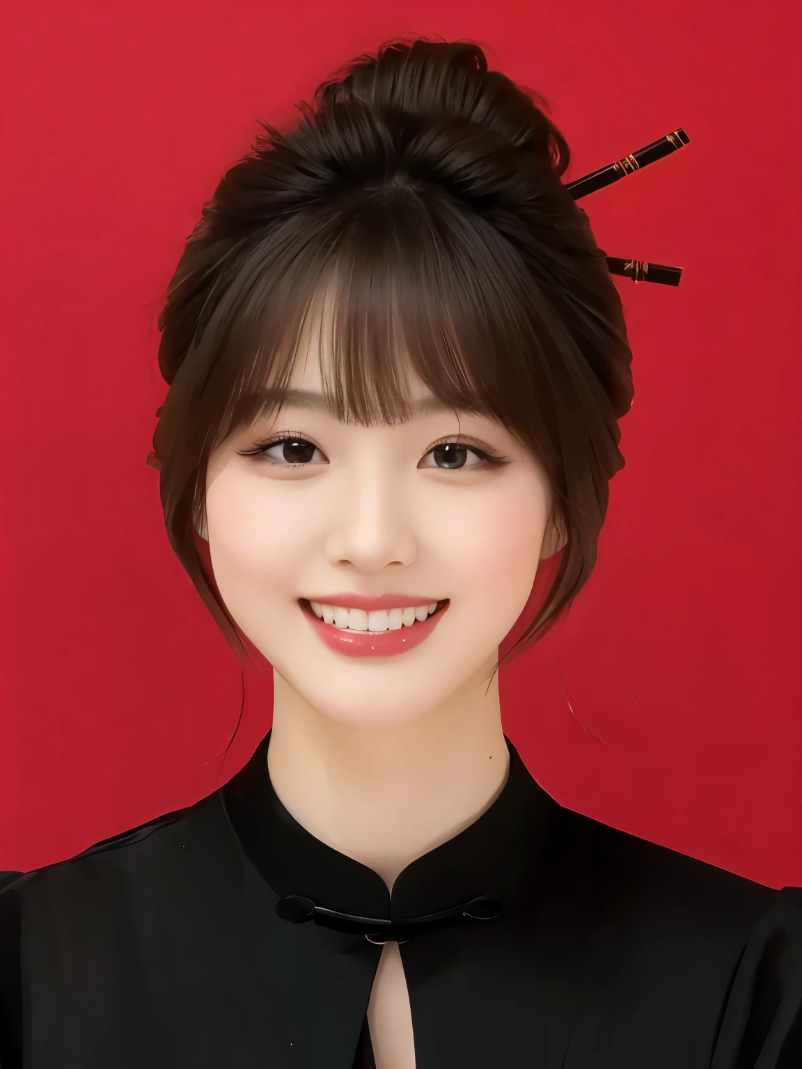 Girl in Chinese costume,Coiled hairstyle,black hair,