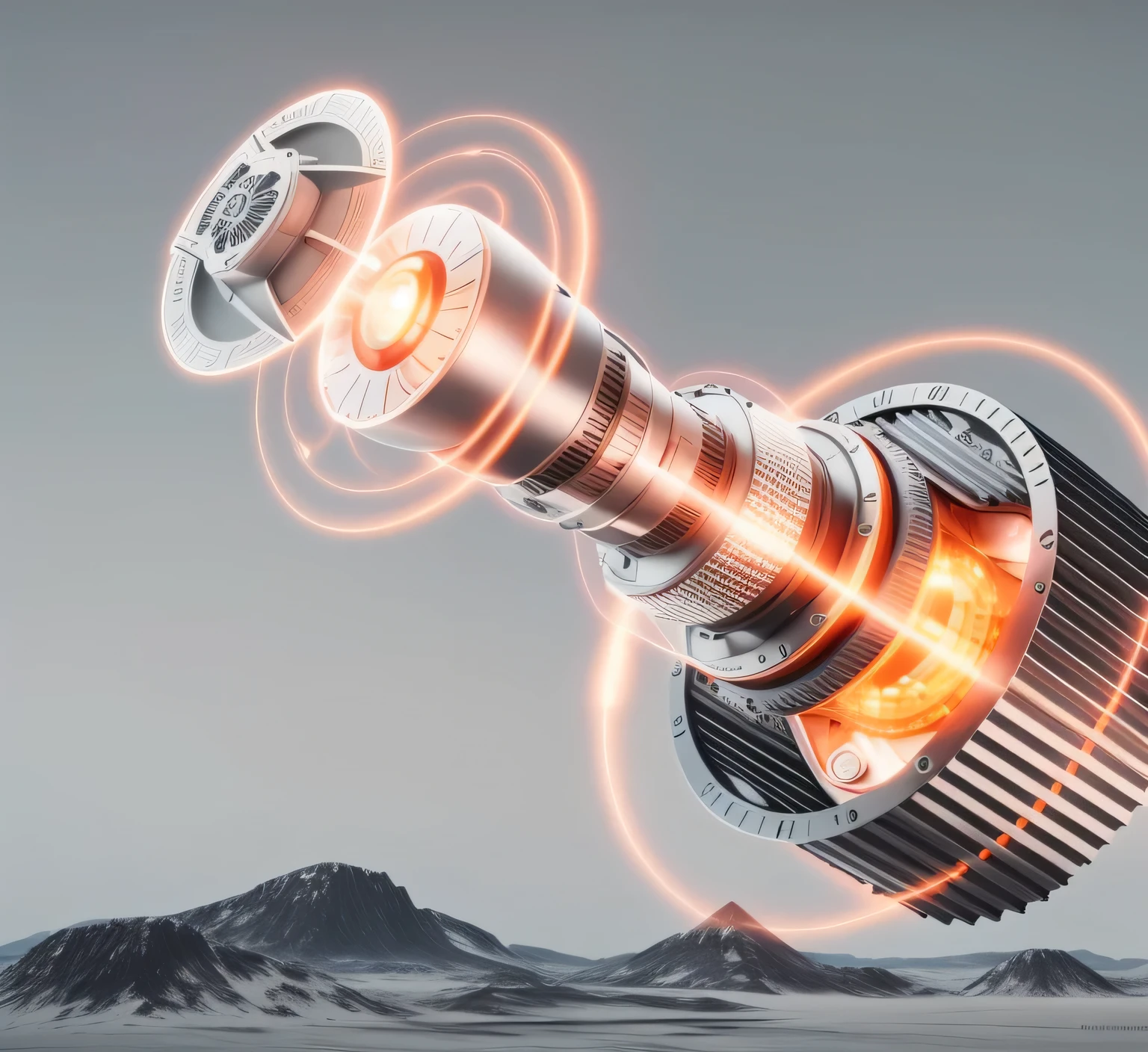 There is a big machine flying in the sky, powering up. super detailed, concept art | Dyson, 3d high octane rendering, Very detailed. octane rendering, digital rendering, High quality rendering, Cycle4d rendering, 3 d octane rendering, 3d octane rendering, Auto parts concept, Loop 3D rendering, Octane Cinema 4D Rendering