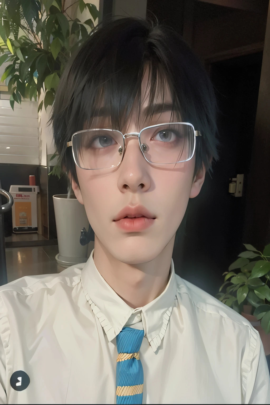 hay un hombre con gafas y corbata con corbata azul, yanjun chengt, kim doyoung, cai xukun, Jinyoung Shin, chen xintong, Wenjun Lin, hong junio hyung, xisionwu, TaeJune Kim, qifenglin, 27 years old, con gafas, taken in the early 2020s, Chengyou Liu, taehyung bts, bts tae, cara angelical, dollface, realista