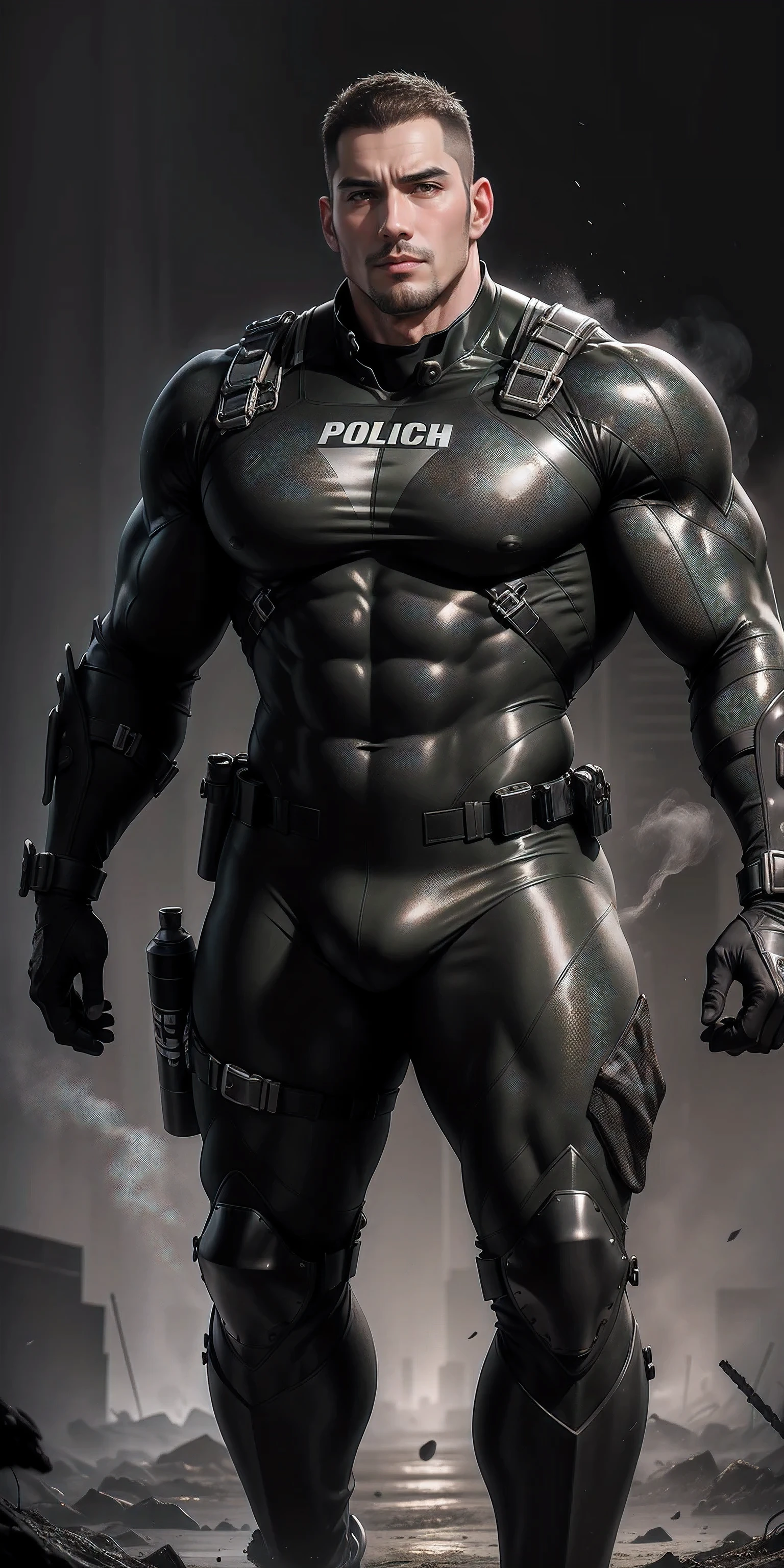 High, huge, muscular police officer with his mouth open and screaming..,Black and gray khaki camouflage uniform,character idea(Resident Evil - chris redfield,chris redfield)senior police officer,Wearing a black and gray khaki camouflage diving suit,Matte texture,regular symmetrical texture pattern,Standing in the dark sugar cane jungle, The body is wrapped in thick rattan,sad expression,Deep and charming eyes,Emerald Pupil Hero,heroic male pose,高大burly,muscular!Charming leg muscles,High, burly, Heqiang, Wearing a black and gray khaki camouflage diving suit, Super gain and cool, high resolution committee, Big feet in black boots,Charming strong man,The bright sunshine is shining on you,matte particles,shiny texture