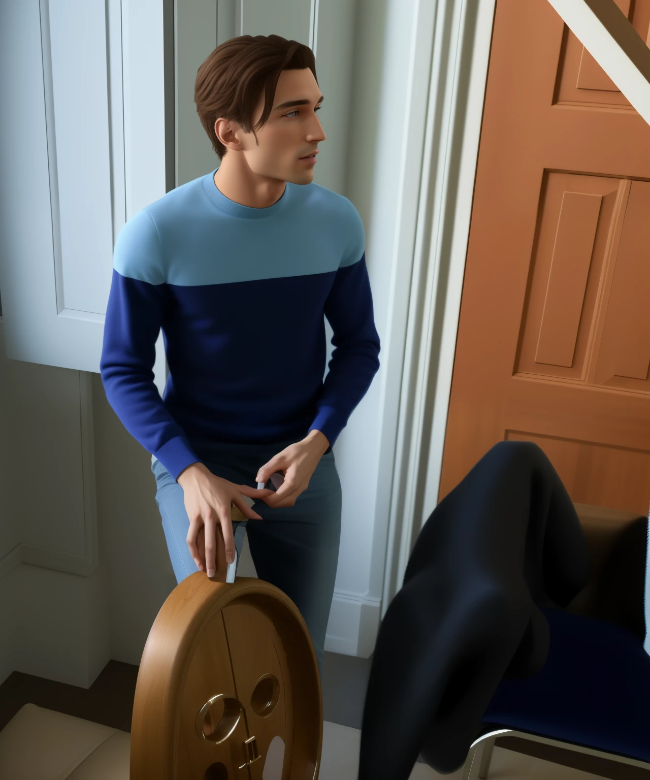 Make him naked on a chair