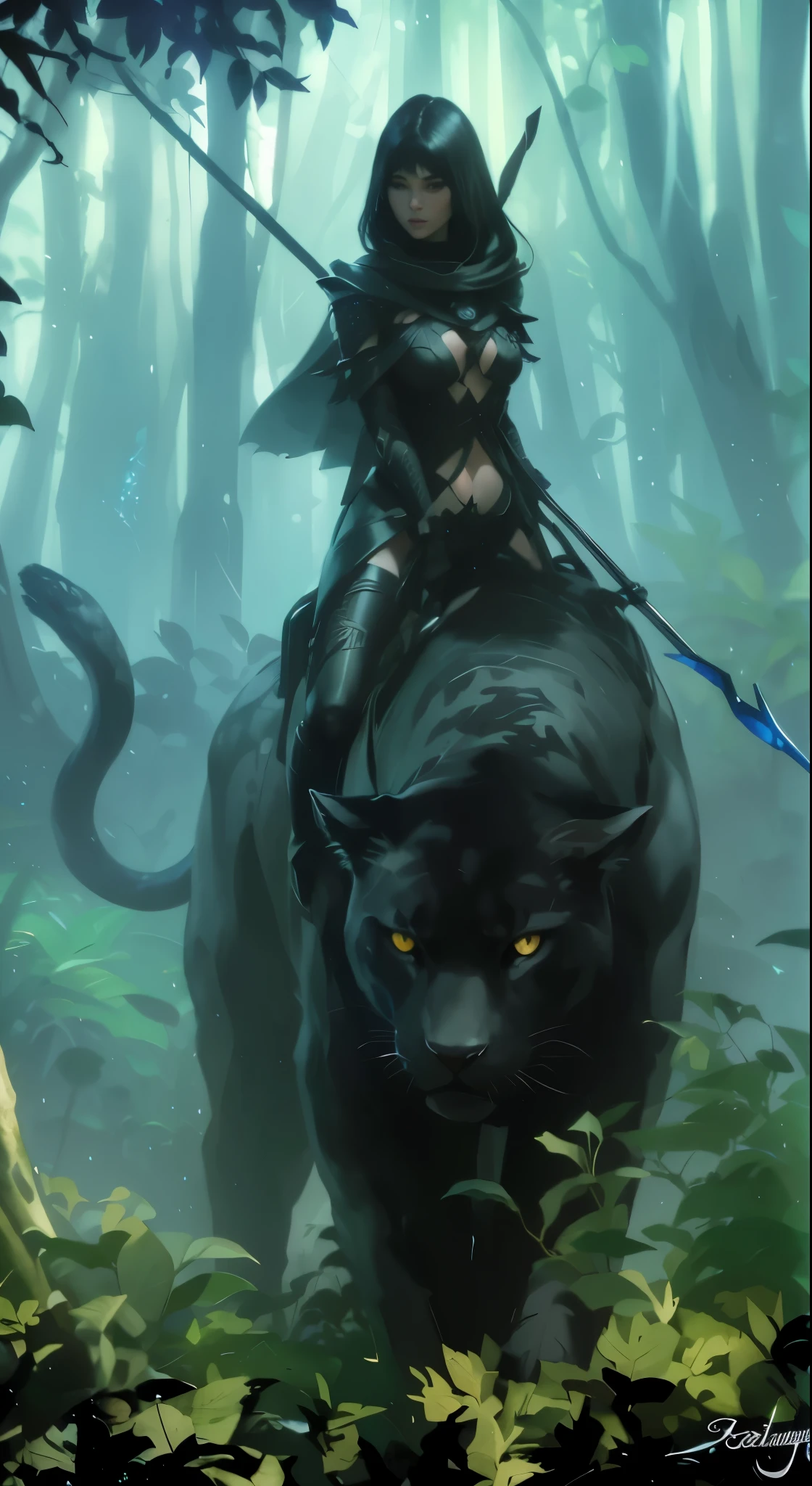 A mysterious figure with black hair, a beautiful lady with panther like movement, stealthily making her way through the dense jungle underbrush at night. The only source of light comes from the glowing bioluminescence of moths and butterflies, creating an otherworldly atmosphere. The jungle path ahead is barely visible, illuminated only by the faint crescent moon in the sky. The level of detail and realism in this image, rendered in stunning 8k resolution, will leave you in awe.,Masterpiece,photorealistic,photo of perfecteyes eyes,perfect,hand