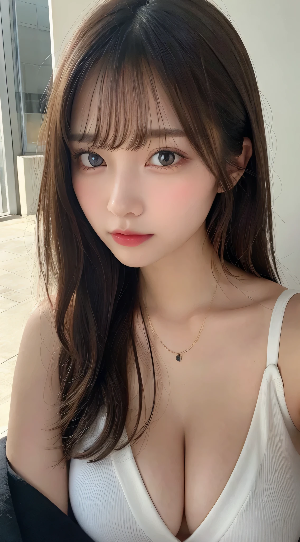 highest quality, shape, Super detailed, finely, High resolution, 8k wallpaper, 完璧なダイナミックな構shape, beautiful and detailed eyes, bikini,medium hair,small breasts natural color lip、20 year old girl、cute、sexy shot looking at camera、summer、Transparency、Face of sadness、Bedside、Showing off cleavage