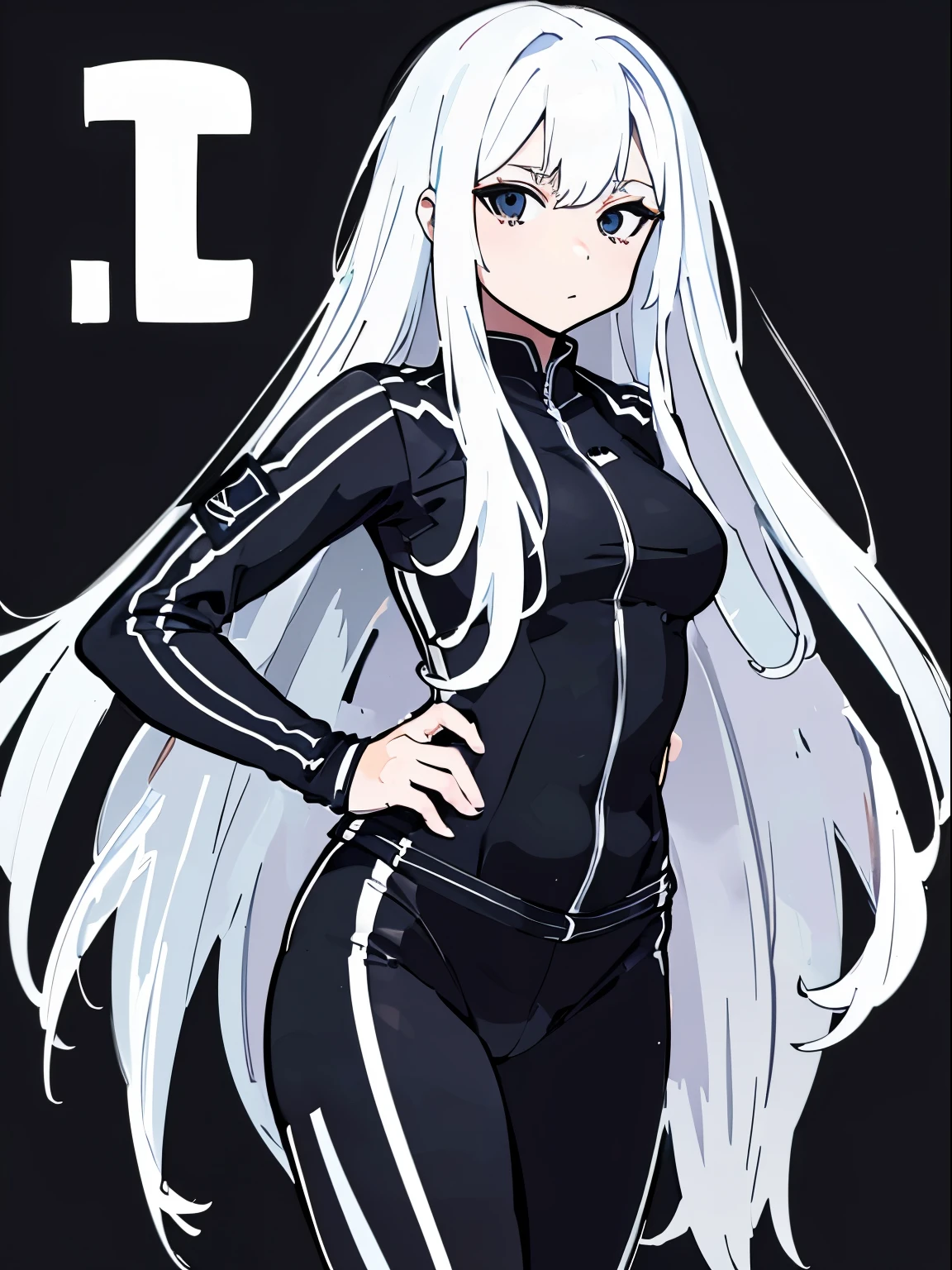 ((Racing suit)),((White hair)),(Tights),Sexy,A person,Alone,Upper Body,Half-length photo,Simple style,Simple details,Black background,Black background wall,Sagging hair,(20 year old woman)