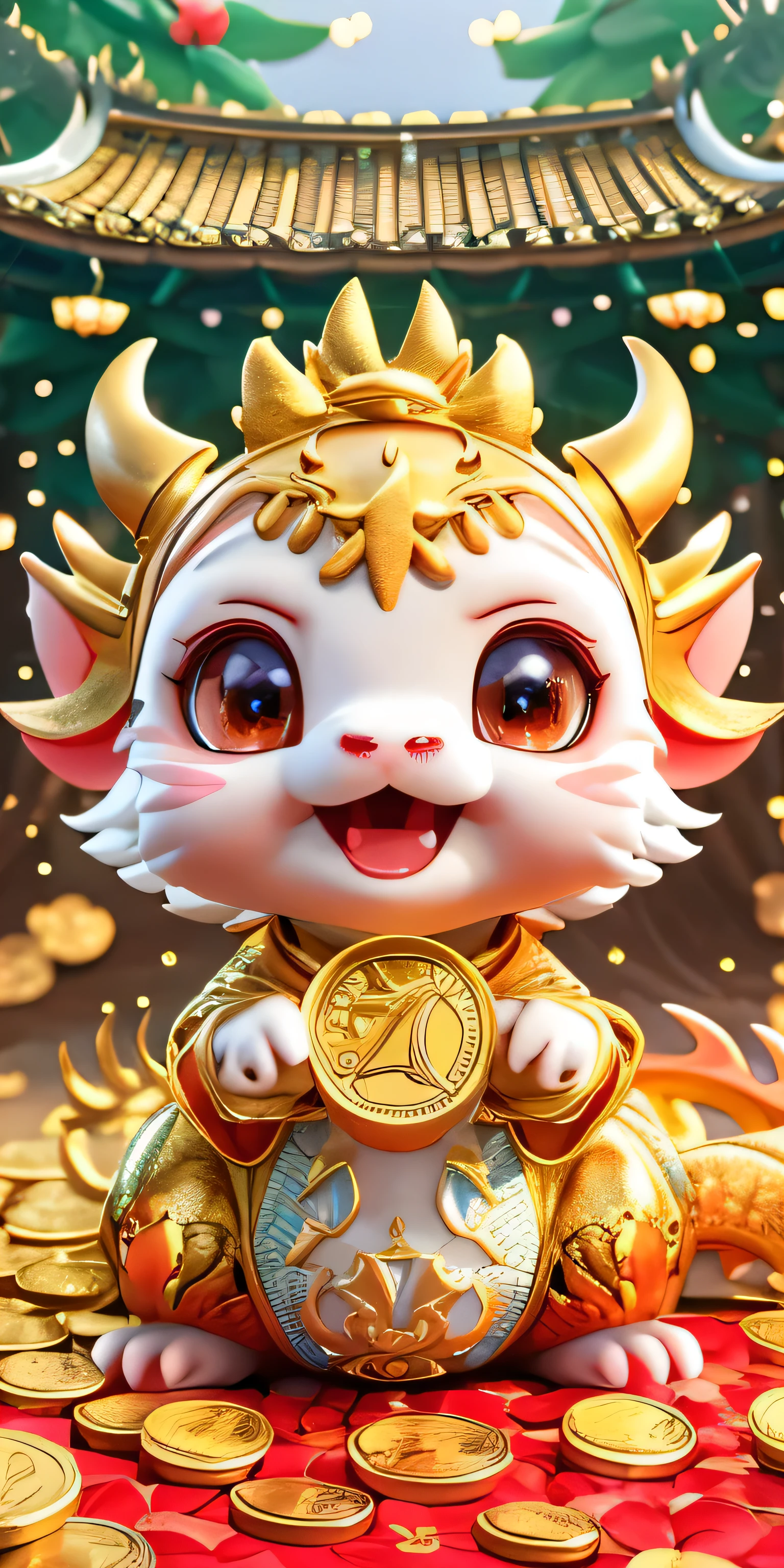 Close-up of dragon holding gold coins in its mouth, Cute and detailed digital art, Lovely numbers, Lovely numbers艺术, Popular topics on cgstation, Japan CG Association ), 🌺 Japan CG Association, Lovely 3D rendering, trending Japan CG Association, Cute little dragon, [ trending on Japan CG Association ]!!, g Japan CG Association, Japan CG Association contest winner!!, Wojtekfors