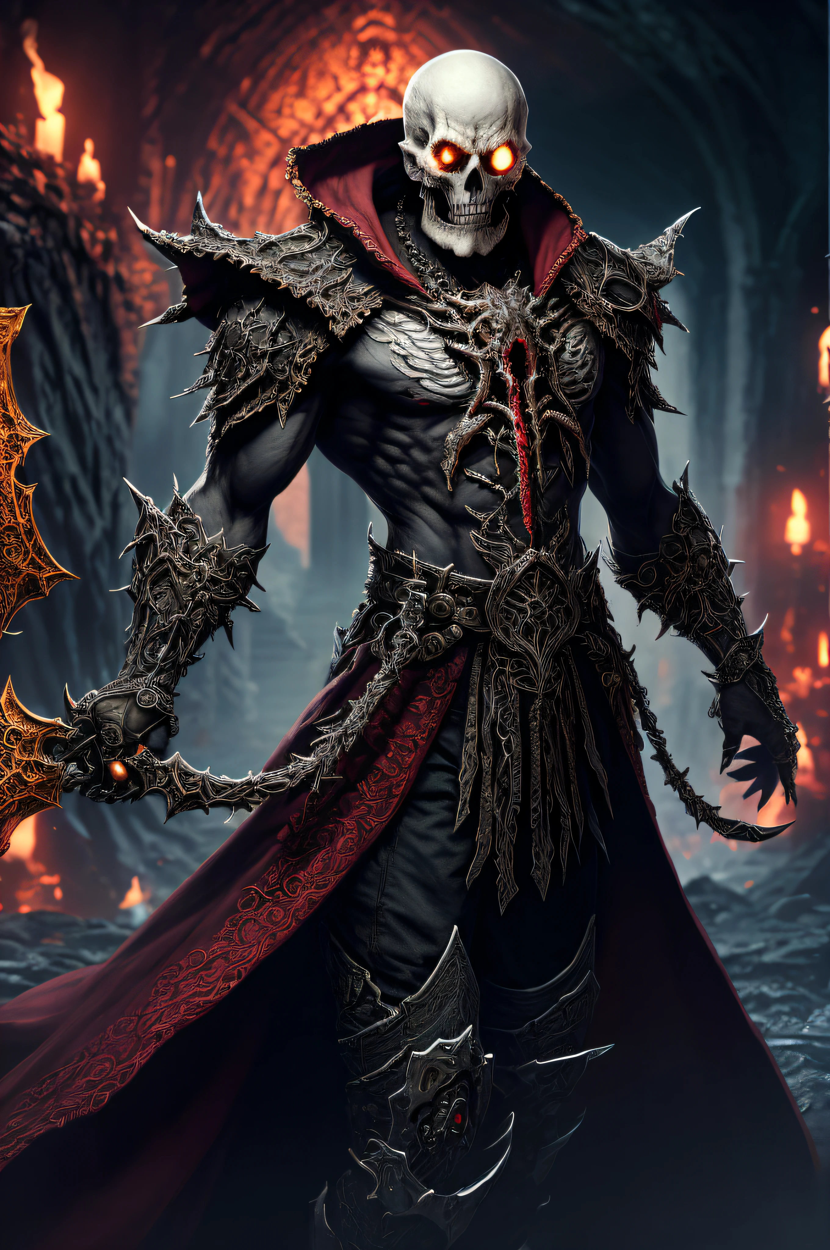 (papel de parede 8K extremamente detalhado), an average photo of a fearful necromancer, Intricado, alto detalhe, dramatic