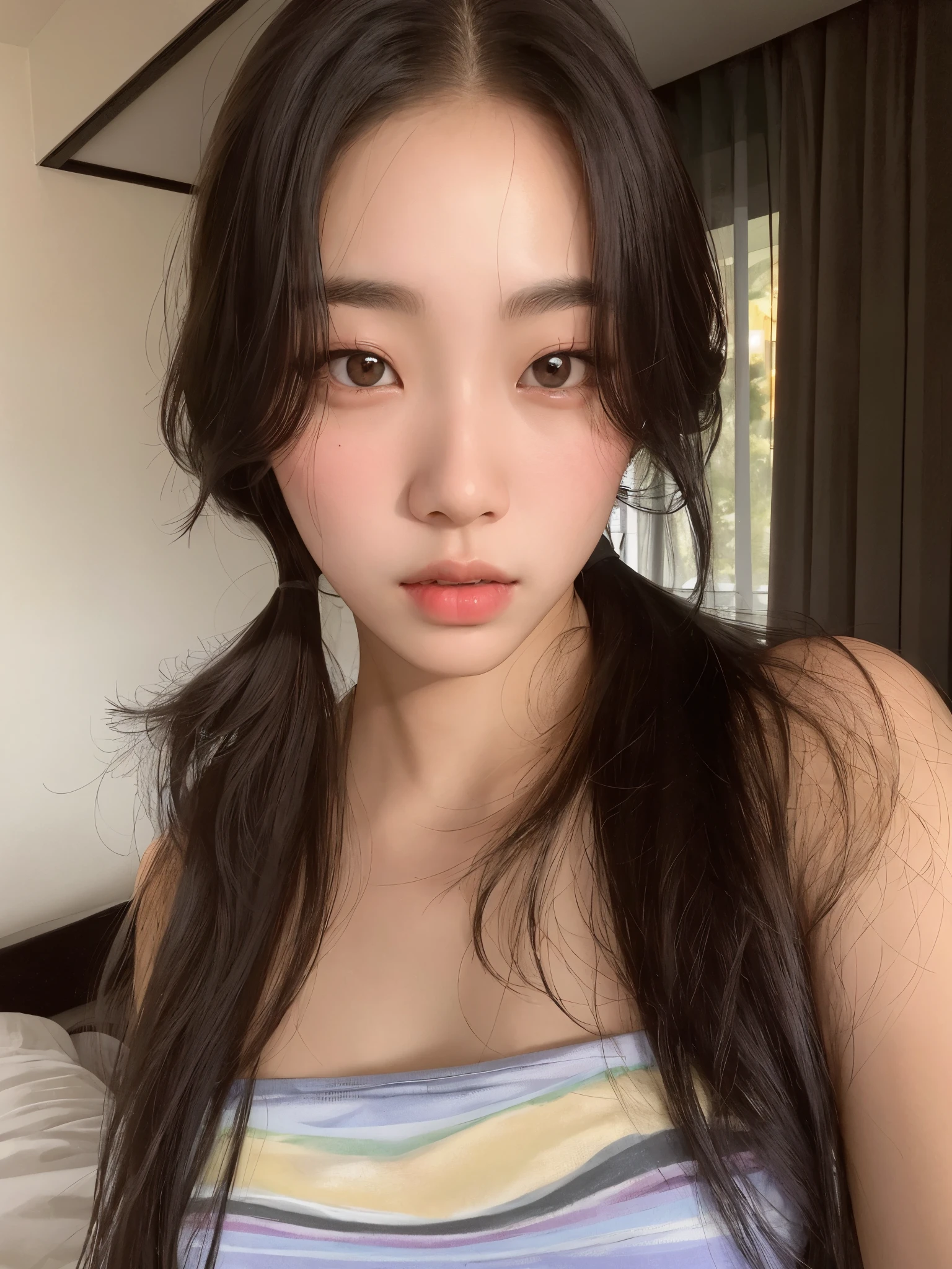there is a woman with long hair posing for a picture, Jinyoung Shin, Heonhwa Choe, jaeyeon nam, taejune kim, young lovely korean face, jennie blackpink, young cute wan asian face, com rosto redondo, coreana, Ulzzang, gongbi, chiho, asian face, shikami, wenfei you, Sun Yunjoo