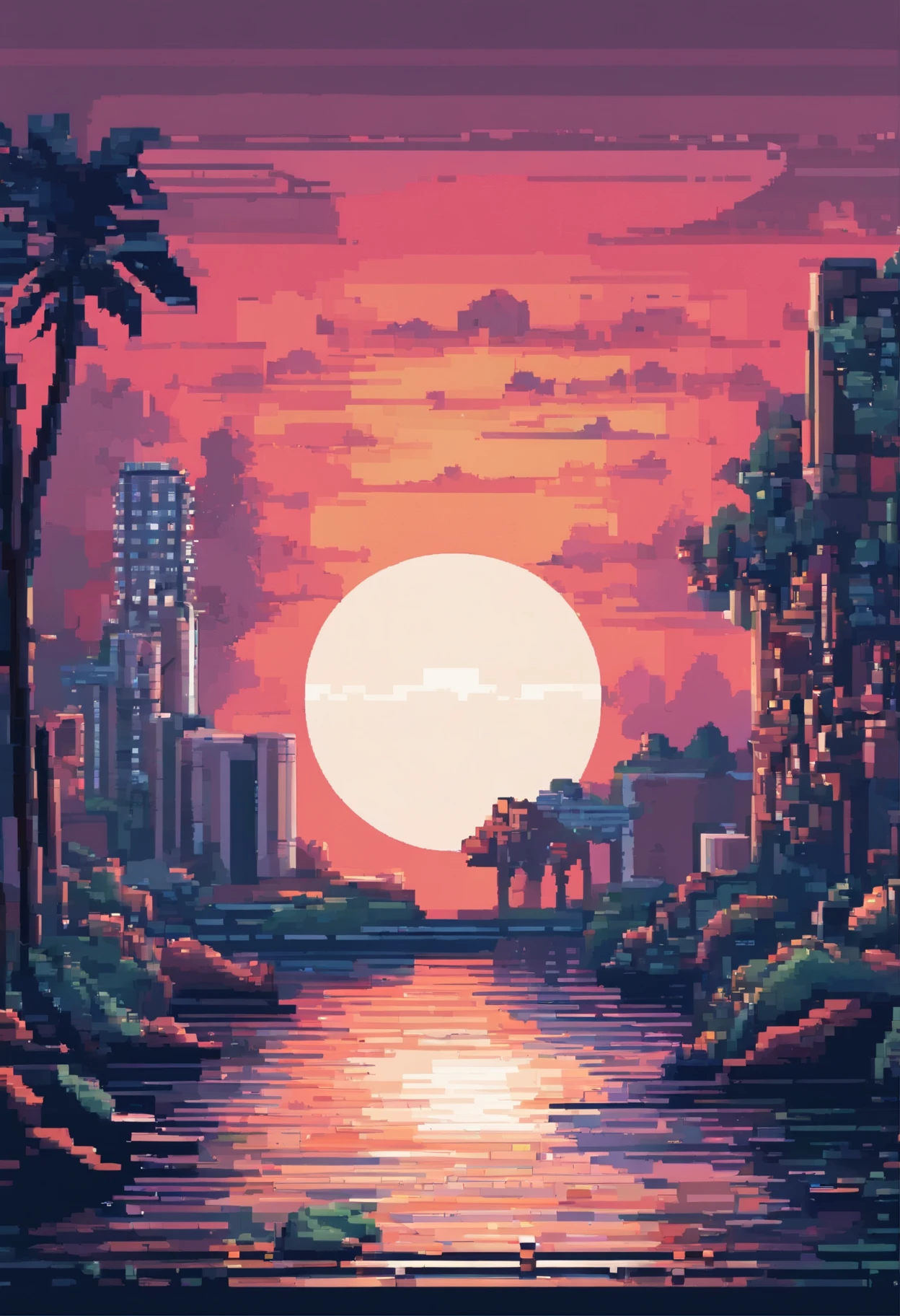 UPER observation camera , chip , river, soft light , a moon, night, , artwork , on the table, Game view, Pixel perfect