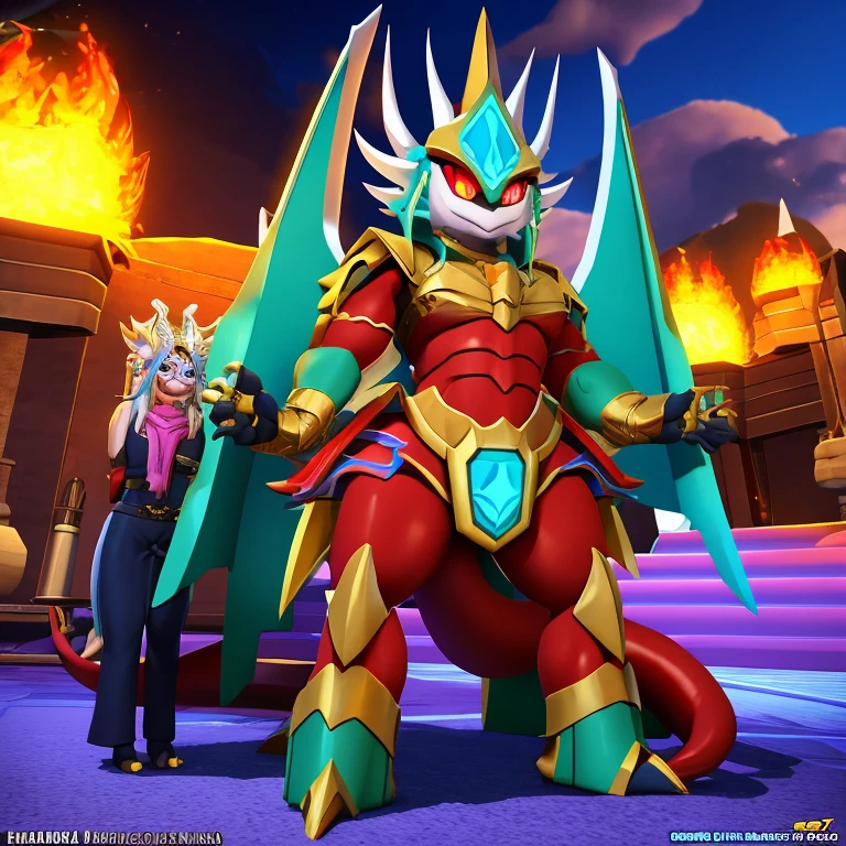 Imp macho com escamas brilhantes (cores vibrantes), normal breed size, cor de pele clara, olhos grandes (cores vibrantes), usando uma armadura leve (armadura de couro), a silver spear, corpo bem definido, menacing look, melhor qualidade, numa caverna (super detalhista), with some furniture used for rest (cama, mesa, cadeiras e outros), algumas armas ao redor e roupas pequenas, imagem estilo anime, realista, 3d, HDMI, 4K