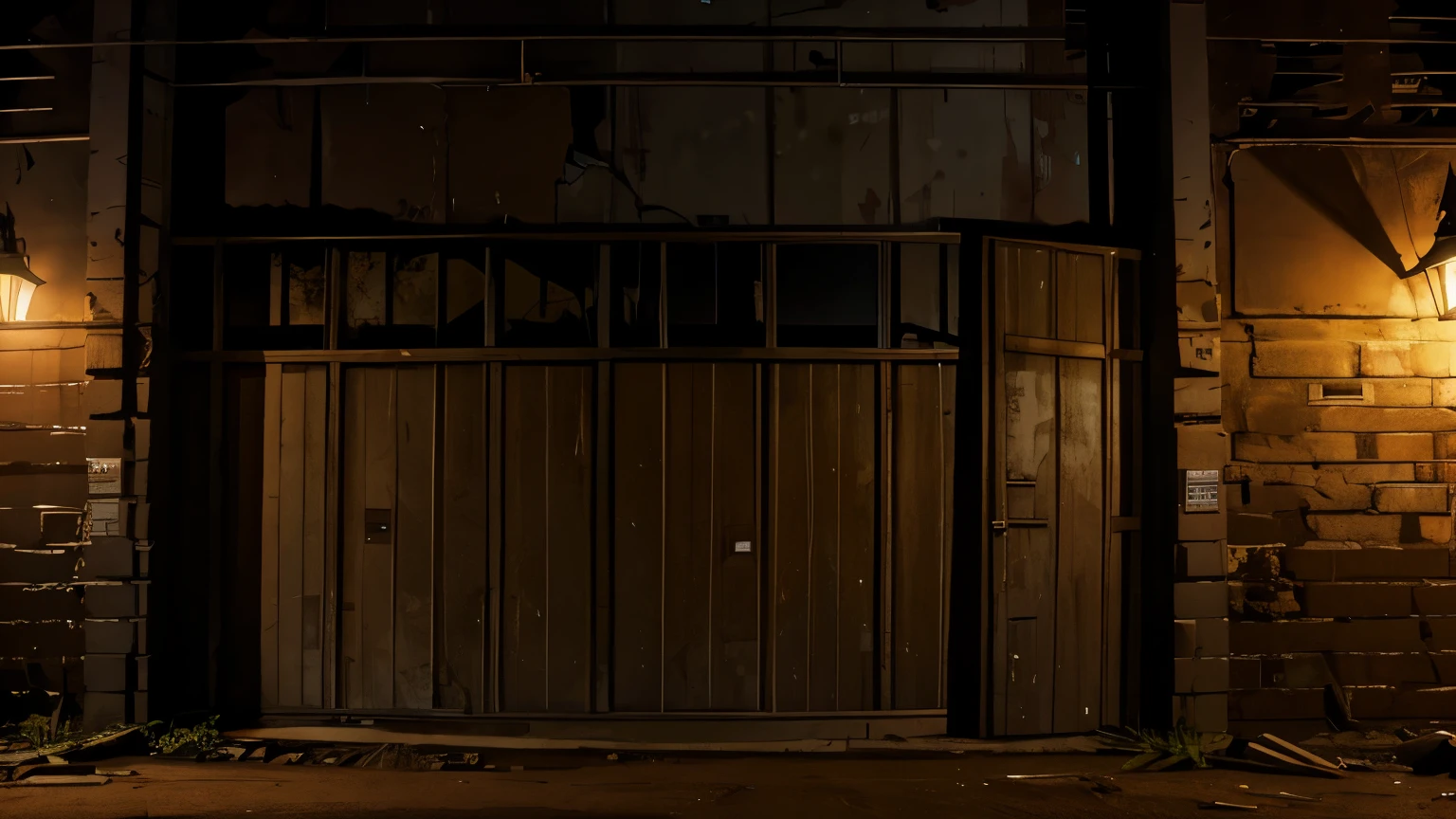 wall of a old building, dirty, at night