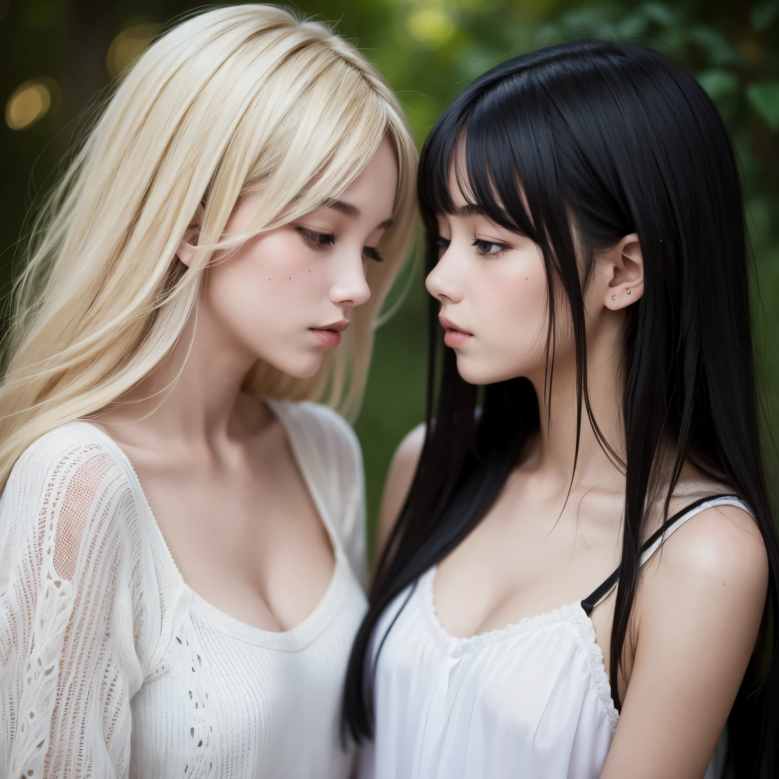 Lovers girls, girlfriends, lesbian couple, blonde girl, black haired girl, girls love, two girls