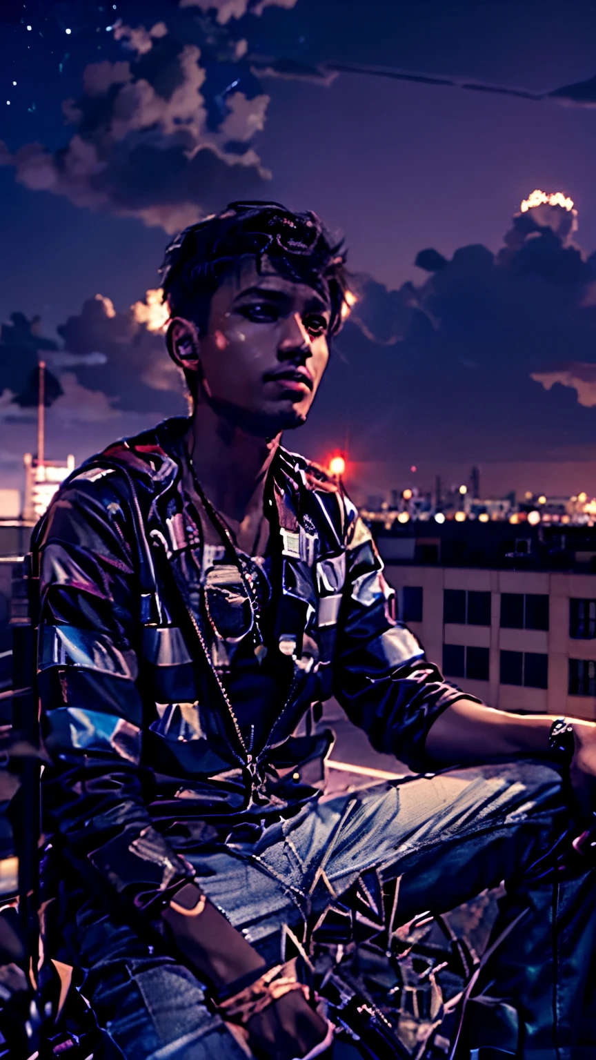 anime boy standing on rooftop looking at night sky with stars, anime wallpaper 4k, anime wallpaper 4 k, 4k anime wallpaper, anime art wallpaper 8 k, anime art wallpaper 4k, anime art wallpaper 4 k, anime style 4 k, makoto shinkai cyril rolando, 4 k manga wallpaper, anime wallpaper, amazing wallpaper, shooting stars