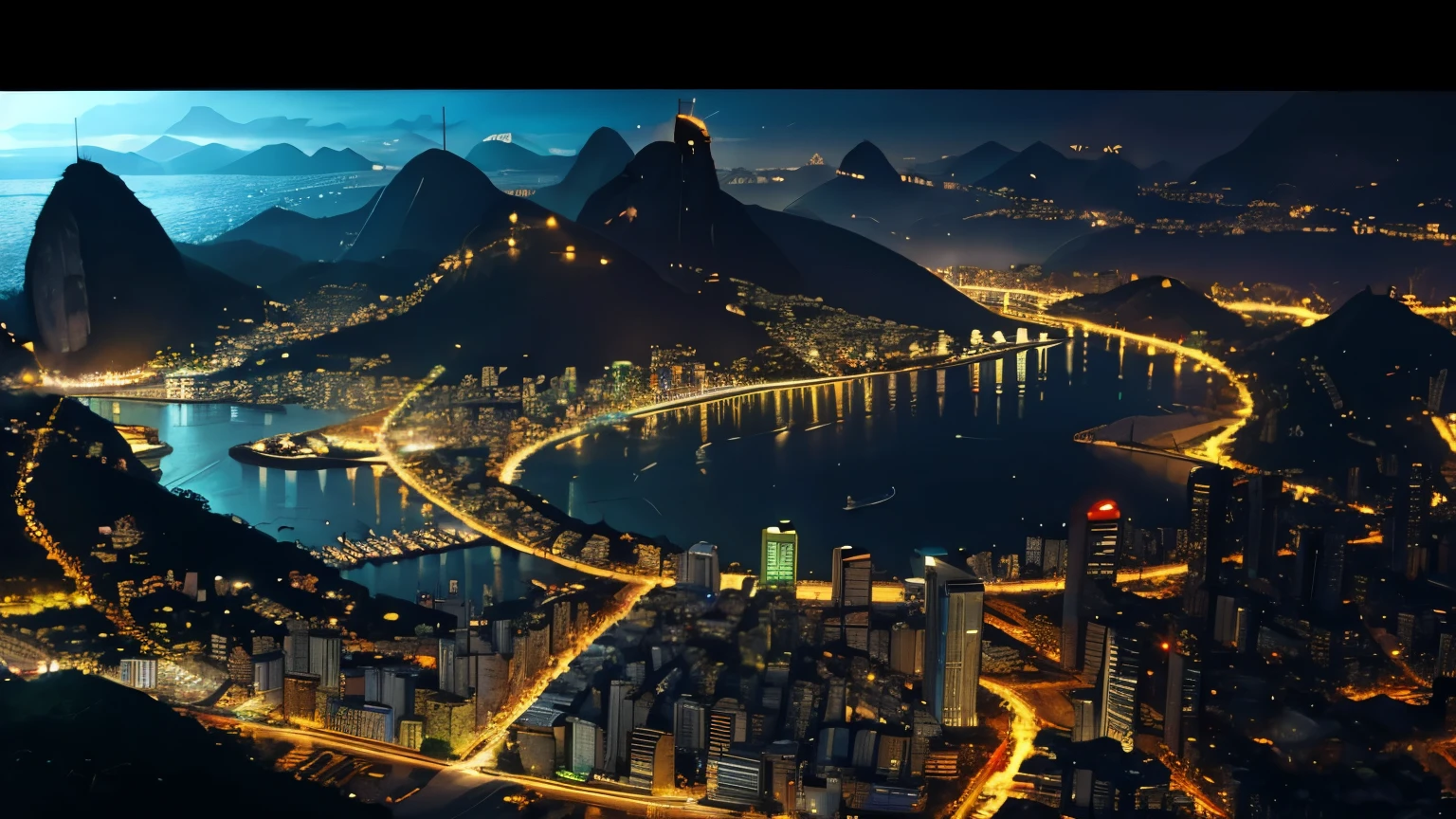 rio de janeiro map, with streets, at night
