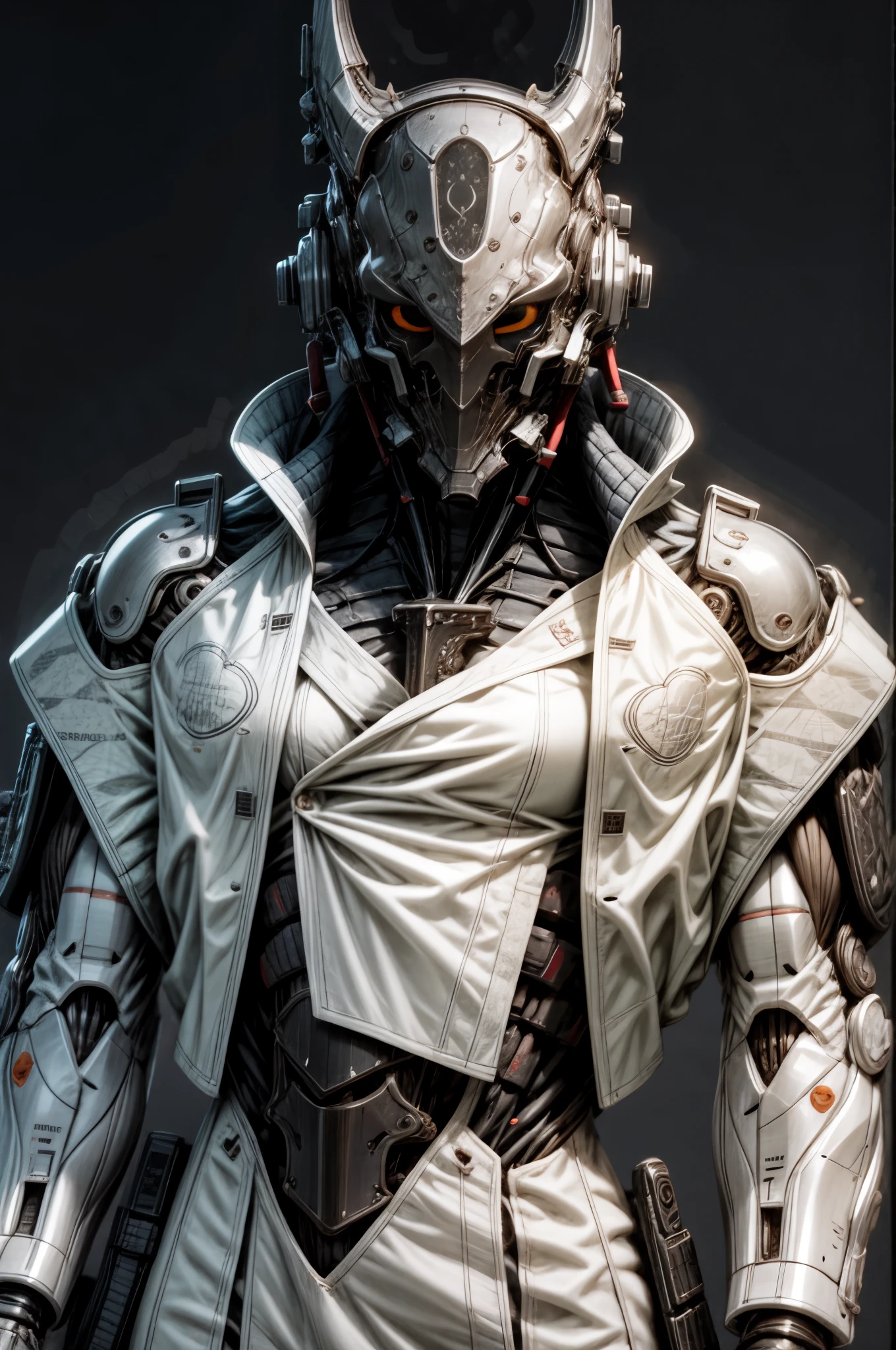 (((An epic and visually stunning digital anime masterpiece:1.5, art piece featuring an elegant masculine military mechanical ((robot)) soldier:1.7, wearing a sleek yet tactical decorated military trench coat:1.6))), (((heavily muscled masculine chest:1.6, chiseled abs:1.6, heavily toned:1.6, slim yet muscular:1.6))), (((mechanical full head scifi knight helmet with optical sensors:1.9))), (((the character is clothed in a scifi tactical double breasted trench coat with a built in exoskeleton:1.6))), (((over a form fitted armor plated yet super sleek and sensually revealing under suit, waist and thighs exposed:1.6))), ((The image showcases the intricacies of the character’s armor and clothing:1.4)), ((capturing their flamboyant feminine essence and heavy mechanical art deco aesthetic:1.5)), ((The character also possesses a more feminine androgynous body build:1.6)), (((with a toned yet heavily muscled gorgeous feminine physique:1.4, a sleek waist:1.4, mesomorphic mechanical muscular torso, toned yet beautifully sleek mechanical arms and legs:1.6, with thick well rounded thighs:1.6, mechanical muscles))), ((looking at viewer)), (((brass metal armor and brown leather))), ((((depth of field, cinematic lighting, chromatic aberration, ray tracing, UHD, masterpiece, top of head covered, super detail, high details, high quality, award winning, 8k, highres)))), (((dieselpunk:1.4, decopunk:1.4, artificial muscle:1.5))), (((beautiful engraved scifi gothic armor:1.8)))