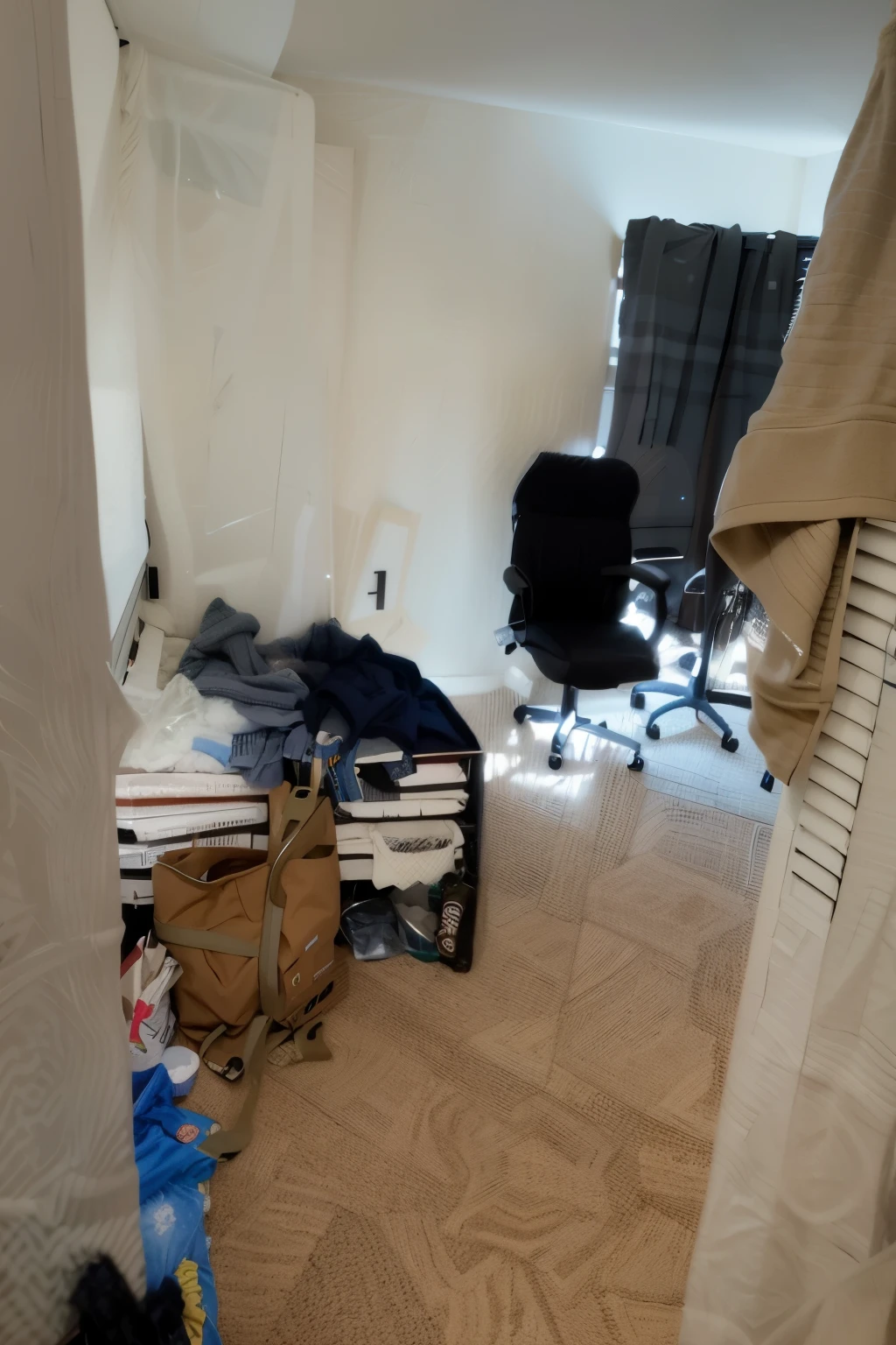 there is a closet with clothes and luggage in it, clean and organized, cramped new york apartment, clothes fully on, dirty apartment, inside a cluttered bedroom, cluttered room, anxiety inducing backrooms, messy room, messy clothes, cluttered, uncluttered, small room, cluttered medium shot, clothing drop, belongings strewn about