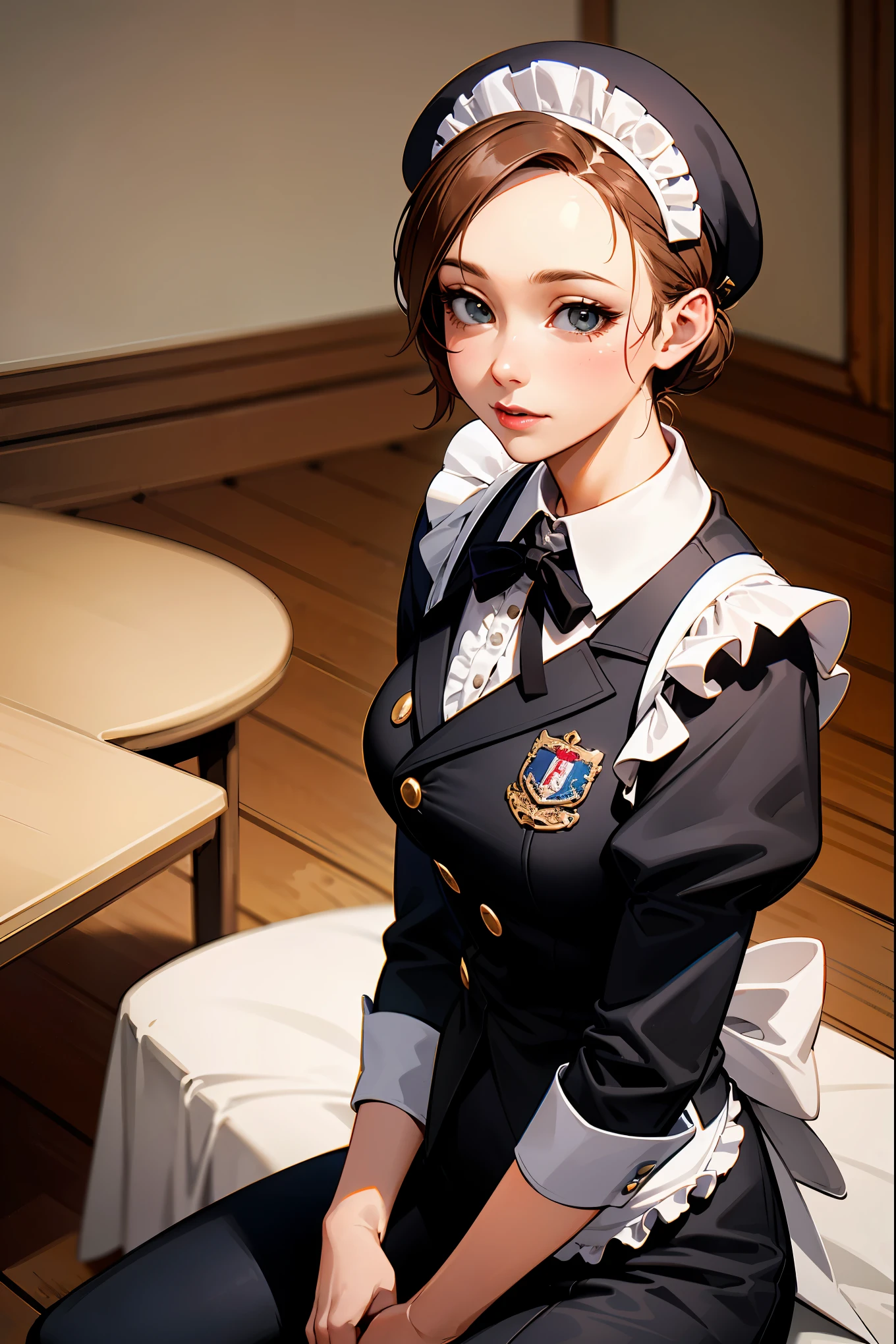 Super highest quality, absolute highest image quality, absolute resolution, super detailed, detailed and realistic masterpiece, super detailed and detailed skin texture and texture, realistic luster and texture, realistic uneven wrinkles, perfect anatomy. , reproduces the material of a realistic material, with detailed material with aged deterioration and unevenness,
BREAK
1girl, girl, , extremely , kindergartener's bod, realistic, super detailed and beautiful eyes, cinched waist, perfect fingers, outstanding looks, well-proportioned body,
BREAK
A maid cafe built by Antoni Gaudi, classic, luxurious interior, luxurious interior, detailed and luxurious tableware and fixtures, perfect light and shadow,
BREAK
((Popular design high school blazer uniform, Victorian maid outfit): 1.5), (Accessories (white brim): 1.5), ((Double-breasted short-sleeved black collar shirt) and black long skirt fusion: 1.4 ), (Blazer with stylish and cute design: 1.5), (Double-breasted: 1.4), (Cute ribbon with frills: 1.3), ((Intricately embroidered black lace, black frill trim): 1.3), ( Black denier 20 tights: 1.2), high-quality black leather shoes,
BREAK
Cool beauty, calm, neat behavior, maid manners, elegant behavior, (Perfect acting skills like a model: 1.3)
Perfect lighting, angles that make the person look the cutest,
