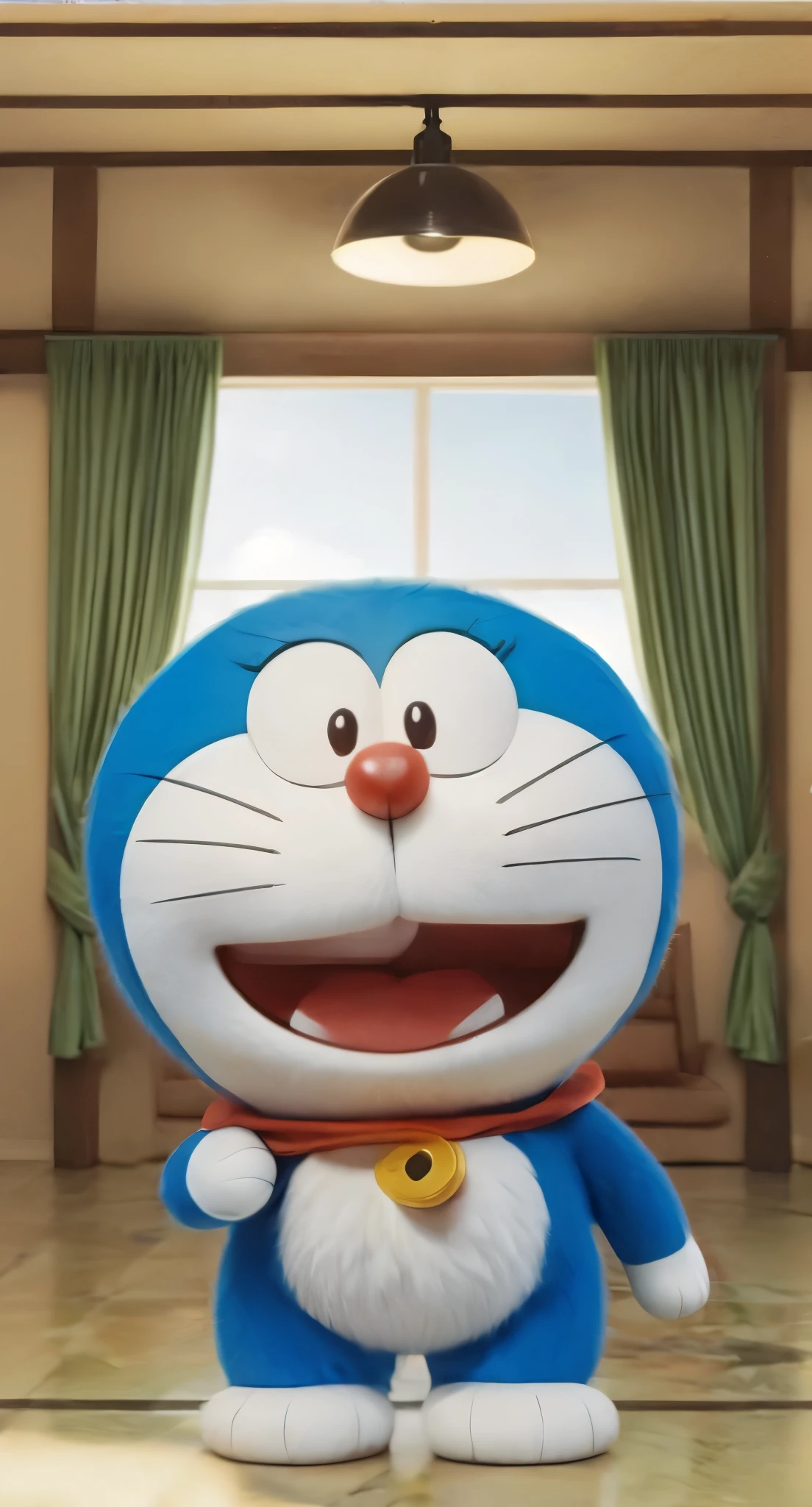 Photography, full body BREAK of real life doraemon BREAK portrait, symmetrical, highly detailed, smooth, sharp focus, cinematic lighting, kkw-ph1,full fur,look like a cat