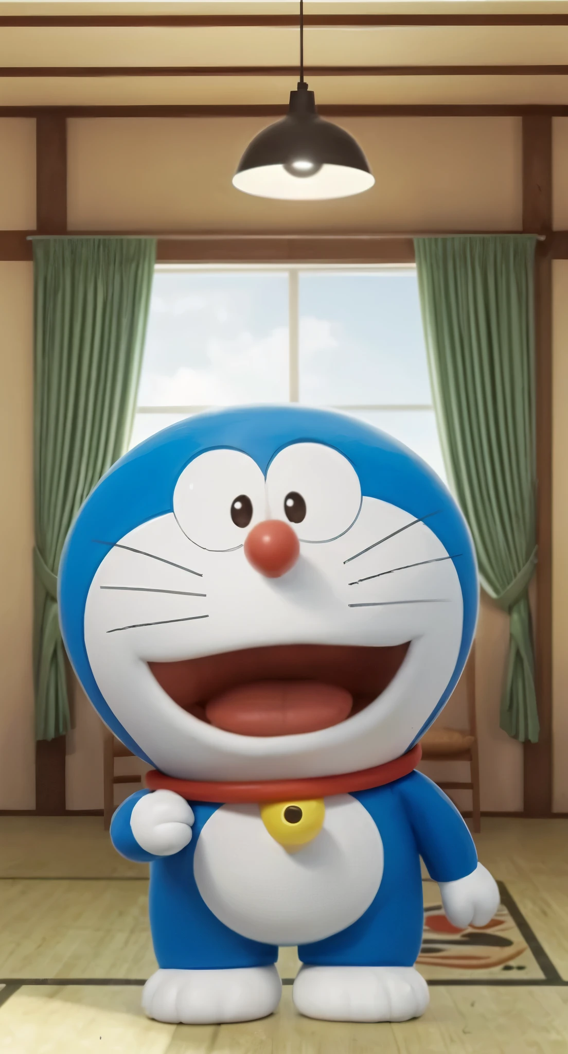 Photography, full body BREAK of real life doraemon BREAK portrait, symmetrical, highly detailed, smooth, sharp focus, cinematic lighting, kkw-ph1
