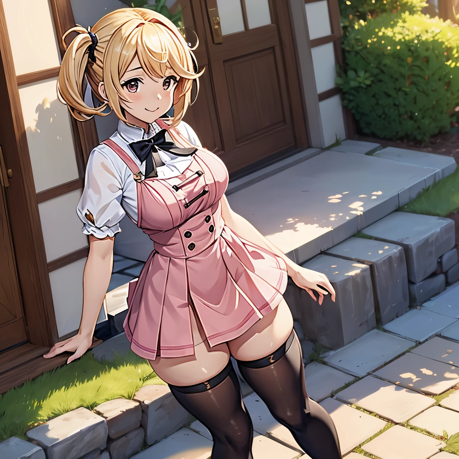 granblue fantasy,Grabble,djeeta,djeetaちゃん,mesugaki,Official Images,Official illustration,black knee high socks,pink clothes,thighs thighs thighs,djeeta,smile,blonde,むちむちthighs thighs thighs,Thigh job,cum between thighs,standing intercrural legs,Panty shot,djeetaちゃん