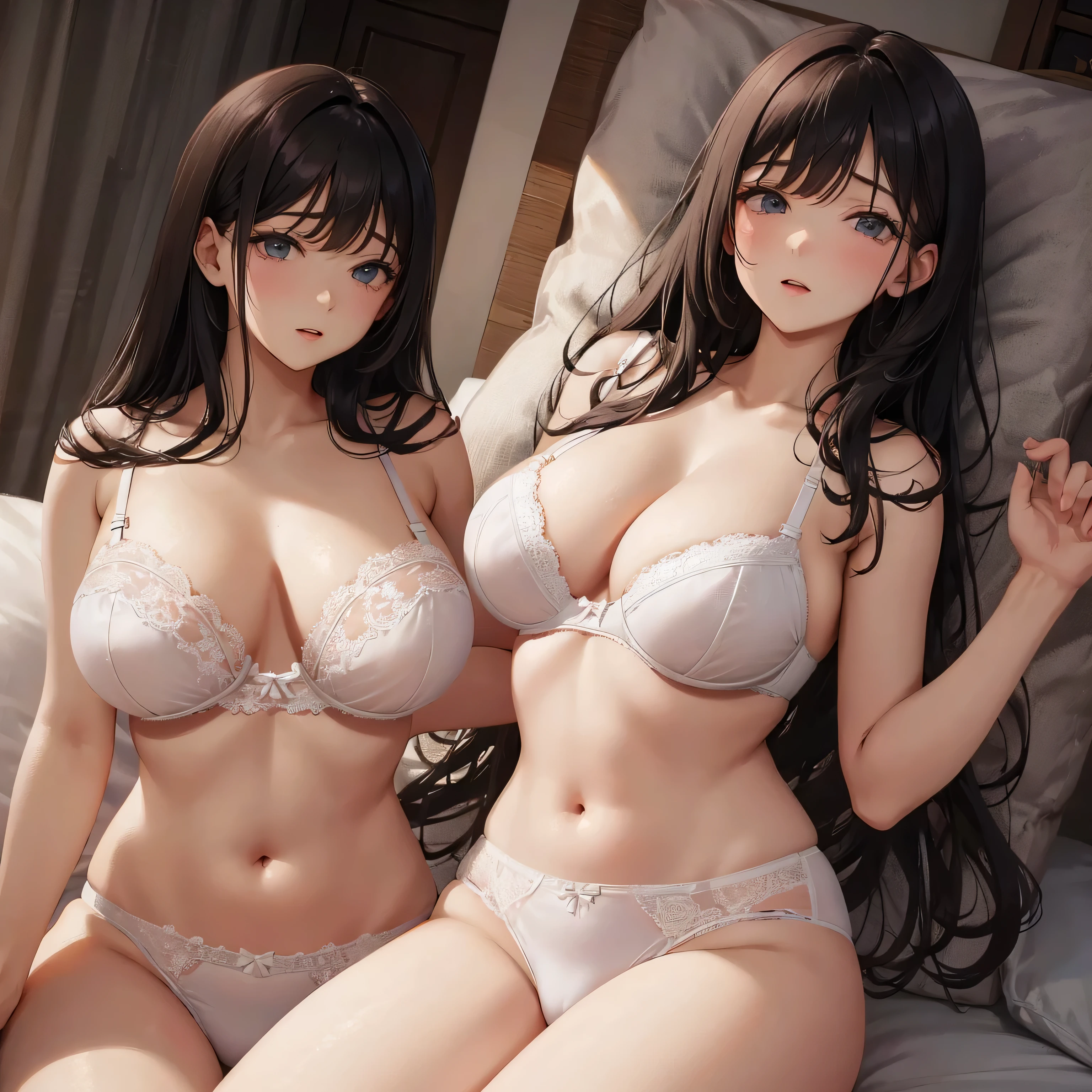 Woman in underwear lace bra chubby body how