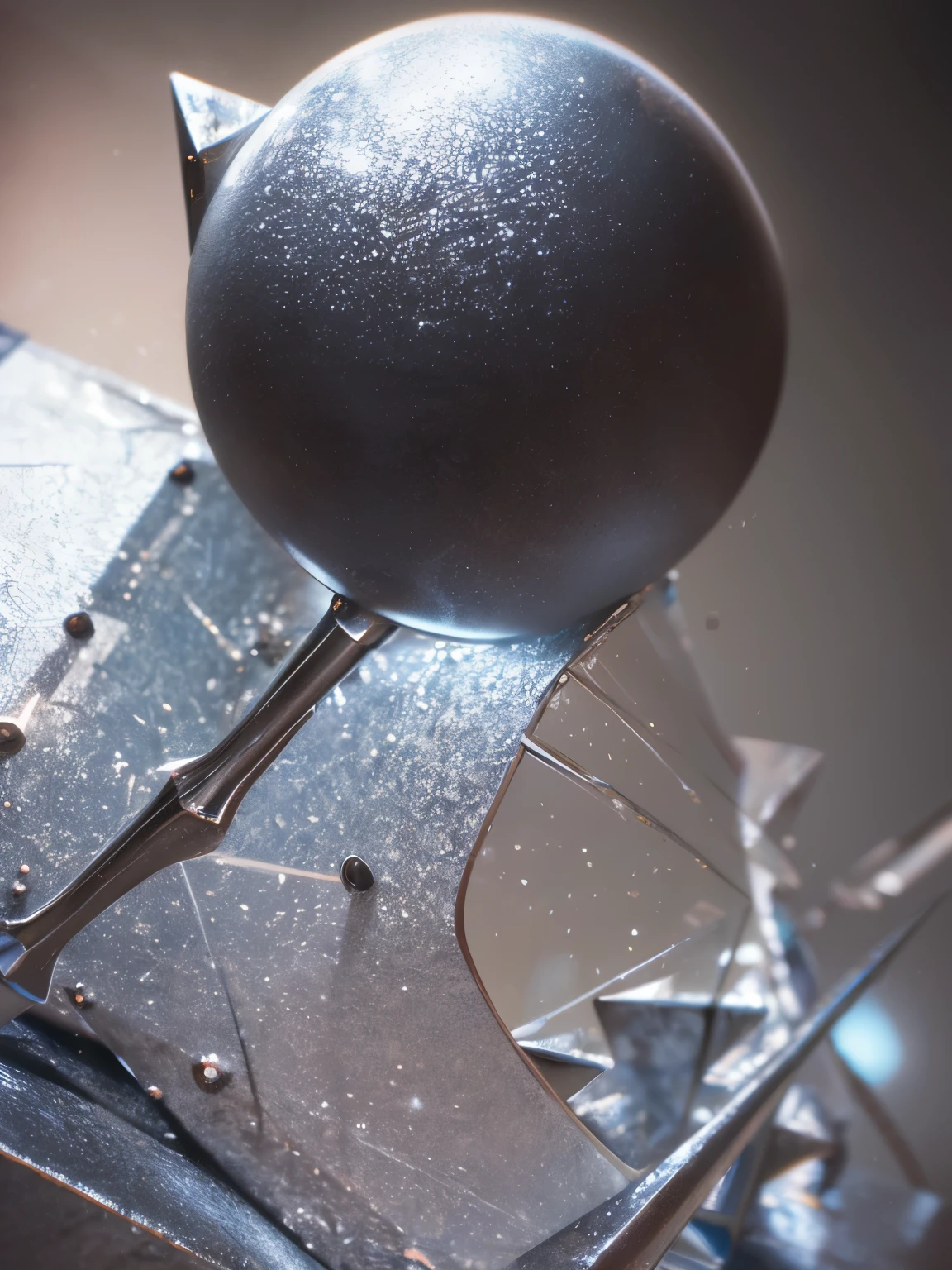 best quality, highres, ultra-detailed, sharp focus, realistic:1.37, vivid colors, bokeh, professional, 8k, studio lighting, HDR, physically-based rendering, masterpiece:1.2, abstract sculpture, pain, intricate details, monochromatic, metallic, lifeless texture, contrasting shadows, surreal, minimalist composition, sharp edges.