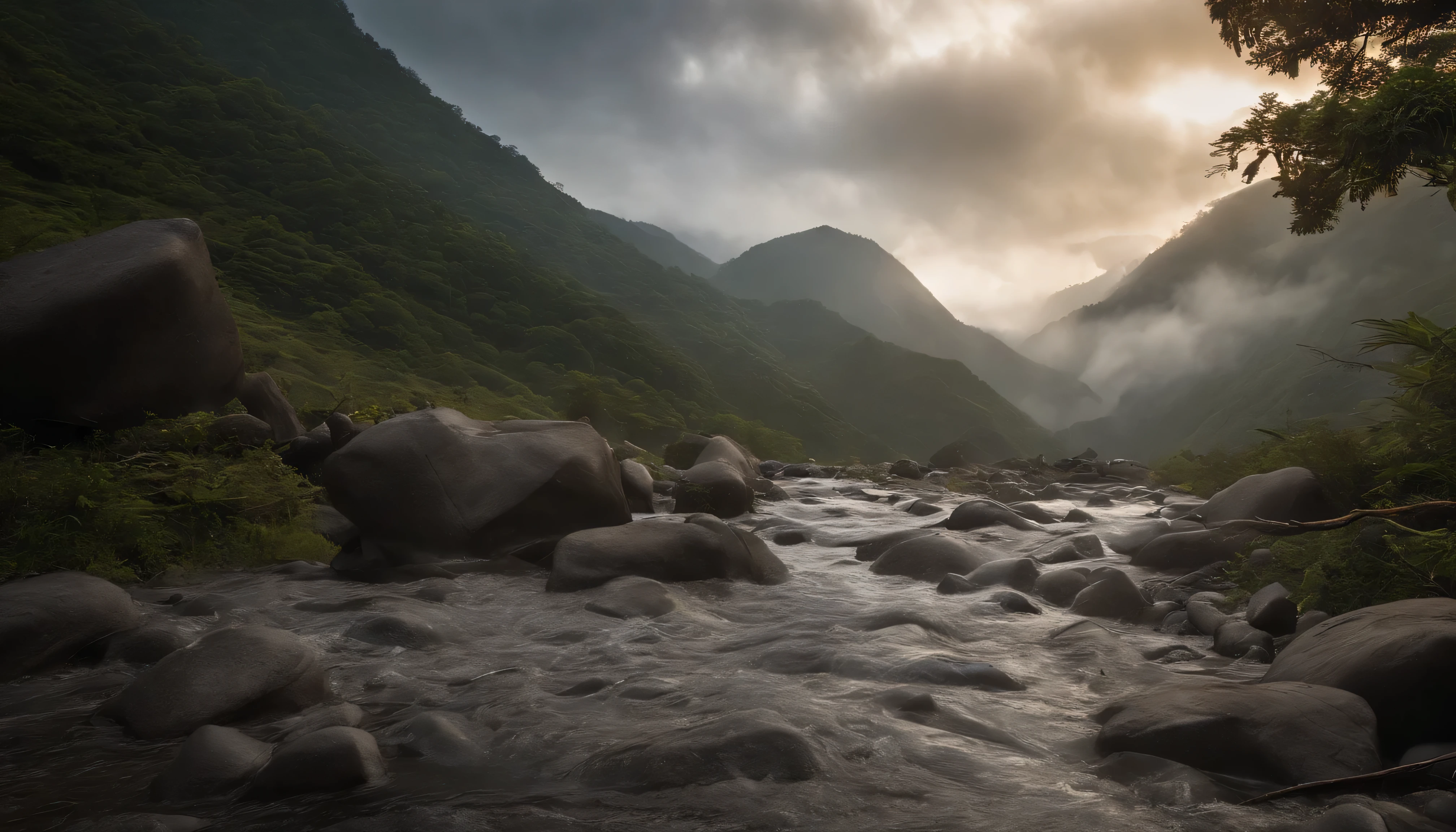 Low angle viewing angle,超现实主义艺术fantasy风格,史诗数字fantasy艺术风格,downpours:Stormy,Thick clouds,downpours成群,strong current,Supports soil movement。collapse:The mountainside begins to collapse,The boulders collapsed one after another,Gravel soil clods flying isolated,Bring great momentum。rolling mud flow:The mud slurry keeps rolling,dragging trees、rocks and gravel,Forming a huge and terrifying mudslide。Huge wave impact:Debris flow creates huge mud waves,as high as a mountain,Sweep everything,Destroy settlements and man-made structures。Destructive power:Wherever the mudslide goes,instantly razed to the ground,Destroy the valley、the way、bridge,turning the landscape into a ruin。Chaos scene:Gray black mud covered everything,Visibility is extremely low,Presenting a magical hazy scene。The sound is scary:Mudslides accompanied by roaring sounds,Water flushing、Grind and crush everything,Like a roaring beast。Humanity is frightened:Mudslides come quickly,People run for their lives in fear,The sight is unforgettable。destructive power:Mudslides carry large amounts of earth and rocks into rivers,cause blockage,cause floods,Bringing difficulties to subsequent recovery work。hope after darkness:After the mudslide,Although it is desolate,But it also shows people the domineering nature of nature,Arouse people's vigilance and awareness of protecting the environment。,Sci-fi atmospheric effects,Ultimate special effects,fantasy,Amazing sci-fi effects,extreme details,realistic light,epic composition,(intricate details),(Complex design,Ultra-detailed:1.2),art station,(masterpiece,best quality),ultra high definition,Cyberpunk--v 6,