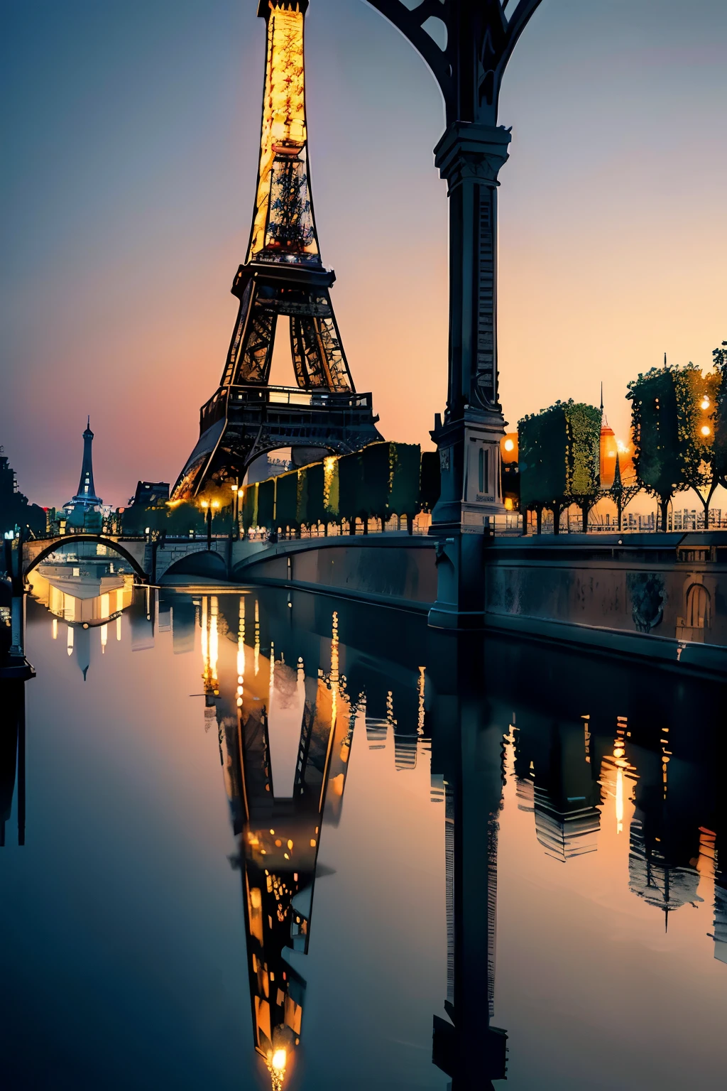 Capture the Eiffel Tower's Enchanting Beauty: A Journey from Dawn to Dusk (1.5)
The Eiffel Tower, a timeless symbol of French elegance, stand proudly against the dynamic Parisian skyline. I envision a breathtaking, top-quality masterpiece (1.6) capturing the allure of this iconic landmark throughout the day.
At dawn, as the sun begins to rise, we witness the ethereal beauty of the Eiffel Tower bathed in soft, warm hues. The first light of day kisses its steel frame, and the reflections on the tranquil waters of the Seine River create