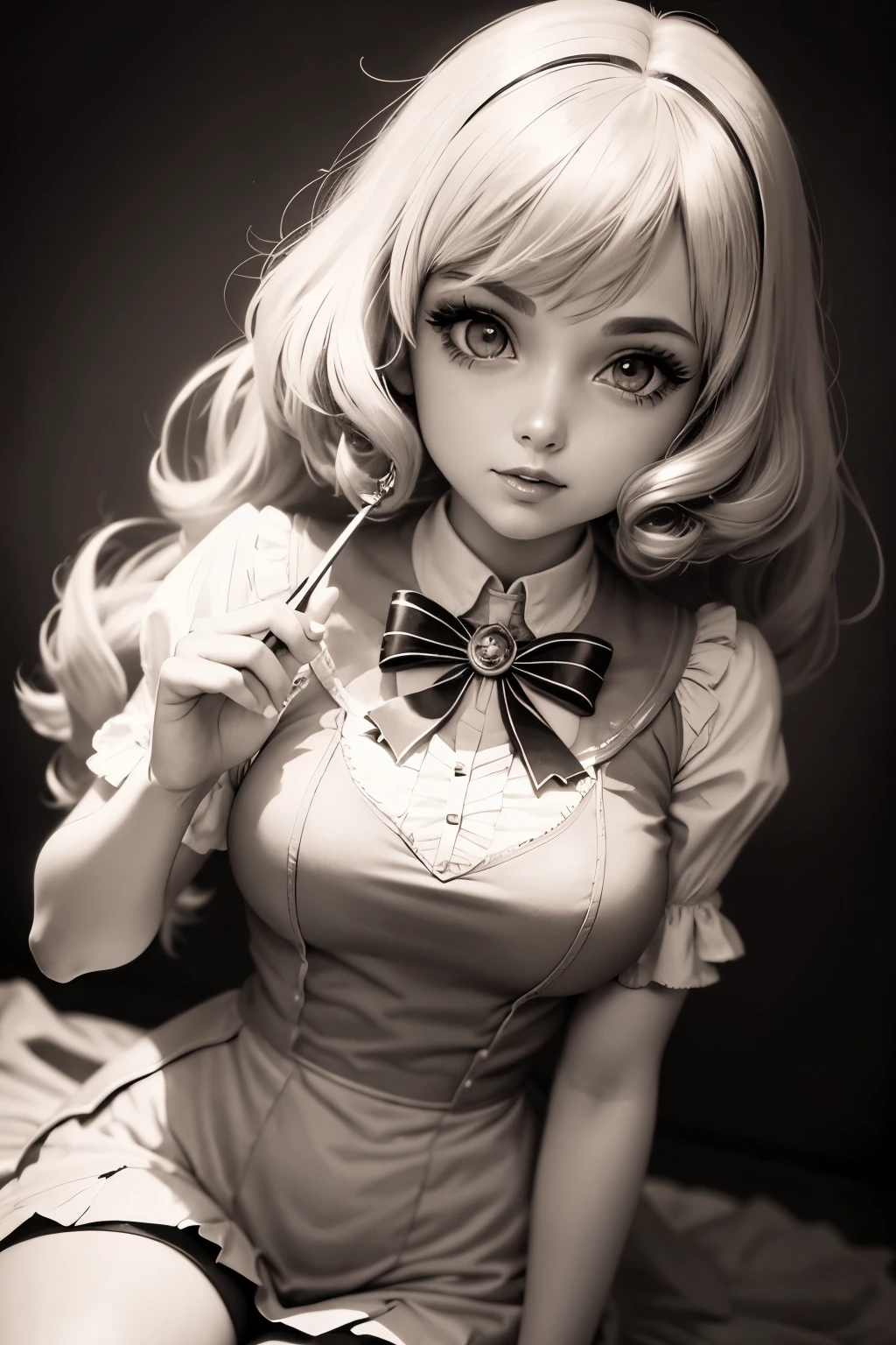 best quality, magical girl, 1960s wizard girl anime, retro sepia tone