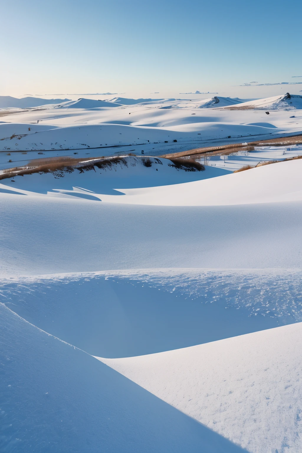 The landscape of the snowy plains does not require figures or gaps in the middle.