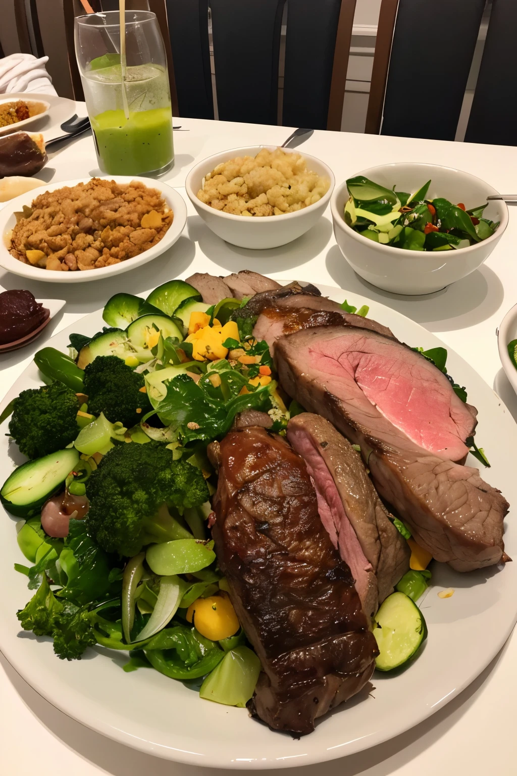 best quality，Fat cattle，lamb leg，Green vegetables，There is a lot of meat on the table