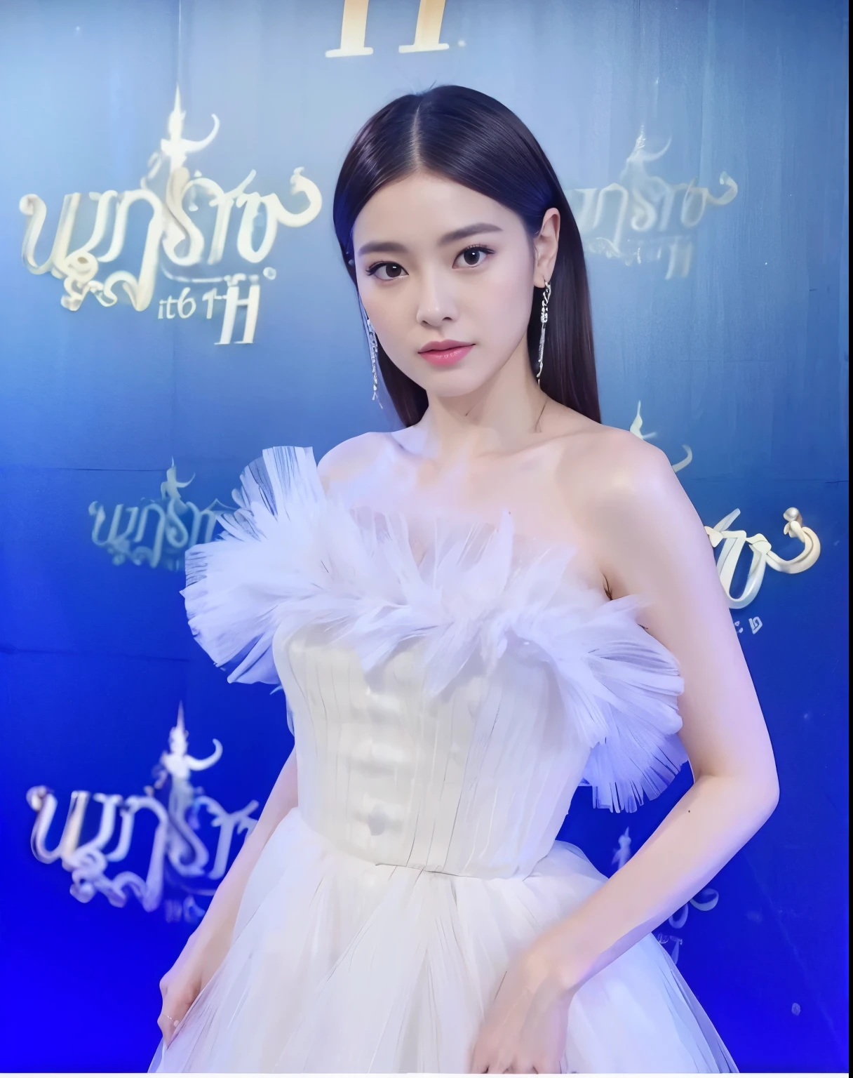 ((Realistic lighting、top-quality、8K、tmasterpiece:1.3))、Clear focus:1.2、Girl vs、perfect figure beautiful woman:1.4、Slim abs:1.1、((Dark brown hair、Big:1.3))、(Acceleration:1.4)、street、Tall、Slender face、Narrow eyes、二重まぶた、Swaying hair、Exposed cleavage、Gilet blanc