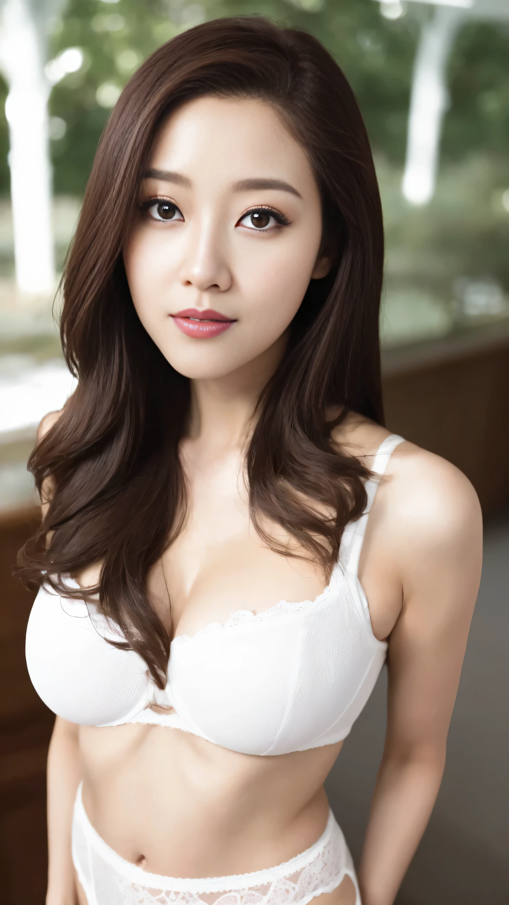 nice images，clear focus，perfect brown eyes，bright red lips，long hair，Home，Look head-on，full pose，wonderful faces..，It looks beautiful。，(((White hollow ???? ?????????)))，extra focus，Radiant face，facial details，8K resolution，