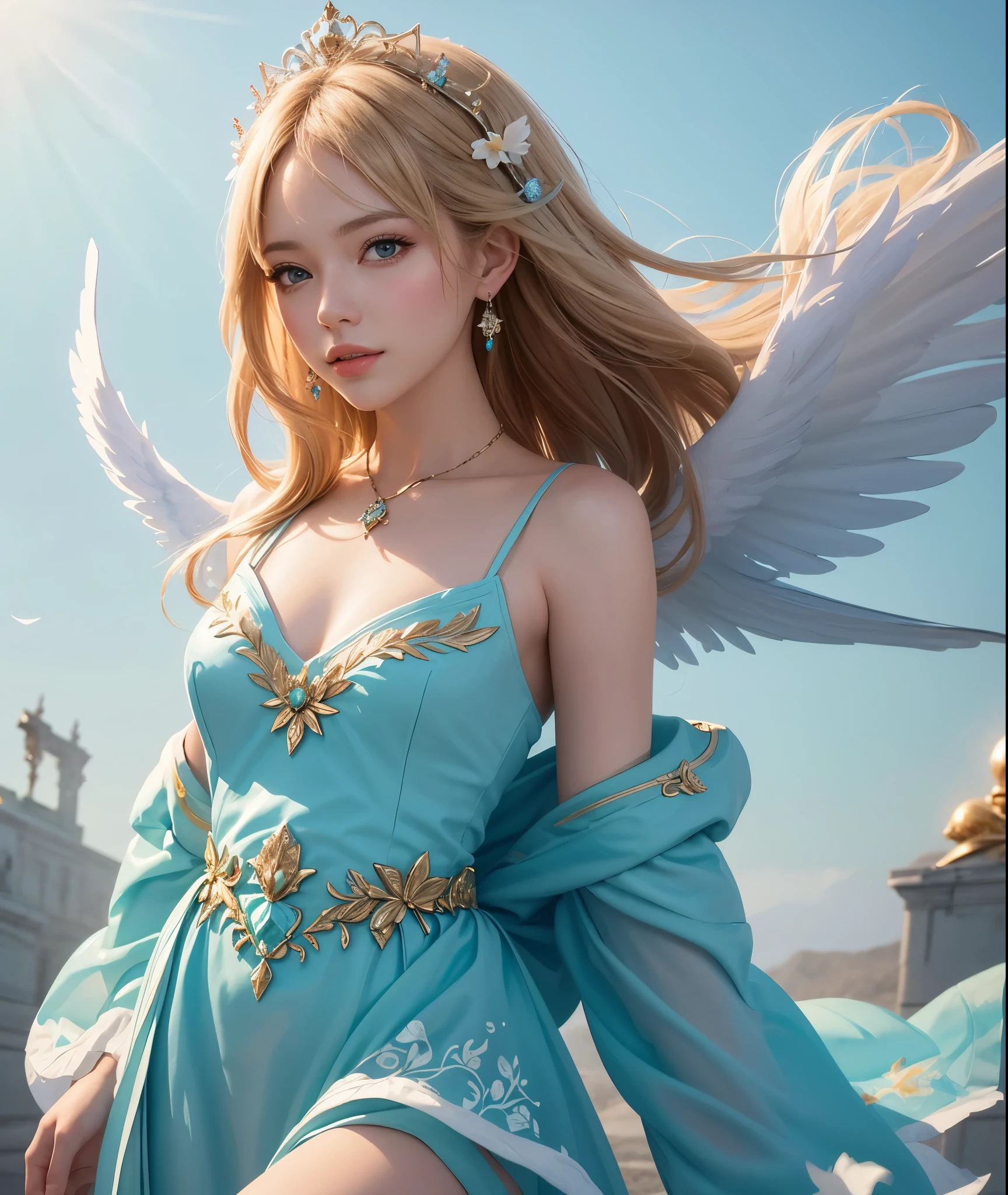 a photography, HD,, photo, Miss, beautiful clothes gorgeous, mdjrny-v5, style portrait of a gorgeous blond woman in the style of stefan kostic, actual, half body shot, sharp focus, 8KHD, Extremely detailed, complex, elegant, Stanley Liu (stanley lau) and artwork by artgerm, Extreme blur flame background, Princess girl with wings, blue, soft, flash, dramatic, fantastic, soft, watercolor, whimsical, Beautifully, Shell crown, Popular topics on Artstation, Very detailed, complex, portrait, digital painting, fantasy theme, Fantasy robes, fantasy concept art, fantasy character art, smug, teenage girl, Perfect body, whole body, fantastic, soft, watercolor, whimsical, Beautifully, Shell crown masterpiece, 8k, perfect lighting, , aldult, woman, cowboy shooting, looking at the audience, Cinema lighting, please