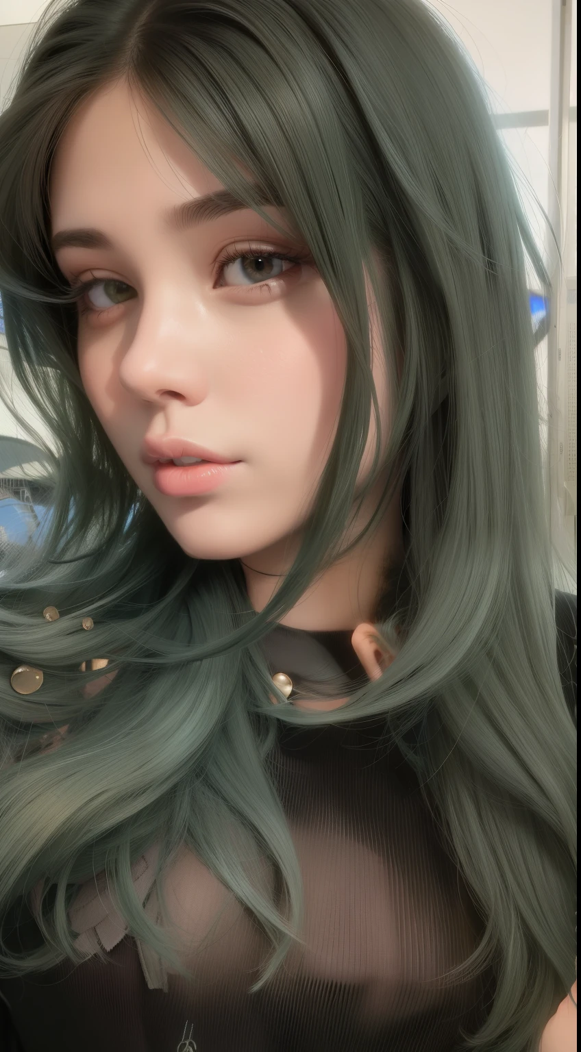 headshot <lora:Dasha-000006:.9> Dasha, focus on smiling face, wearing a cassock , her turtle green color hair is styled as side braid hair,