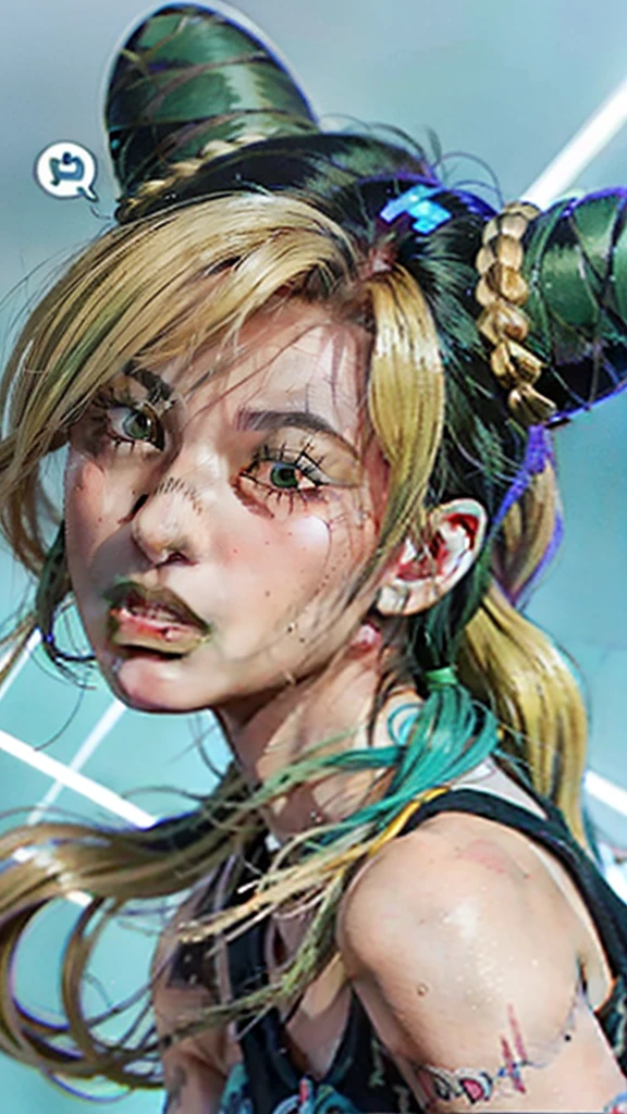 a close up of a cartoon girl with green hair and a ponytail, lucio as a woman, female lucio, senna from league of legends, portrait knights of zodiac girl, avatar image, kda, onmyoji portrait, anime style character, discord profile picture, anime style portrait, anime art style, official artwork, portrait of chun - li