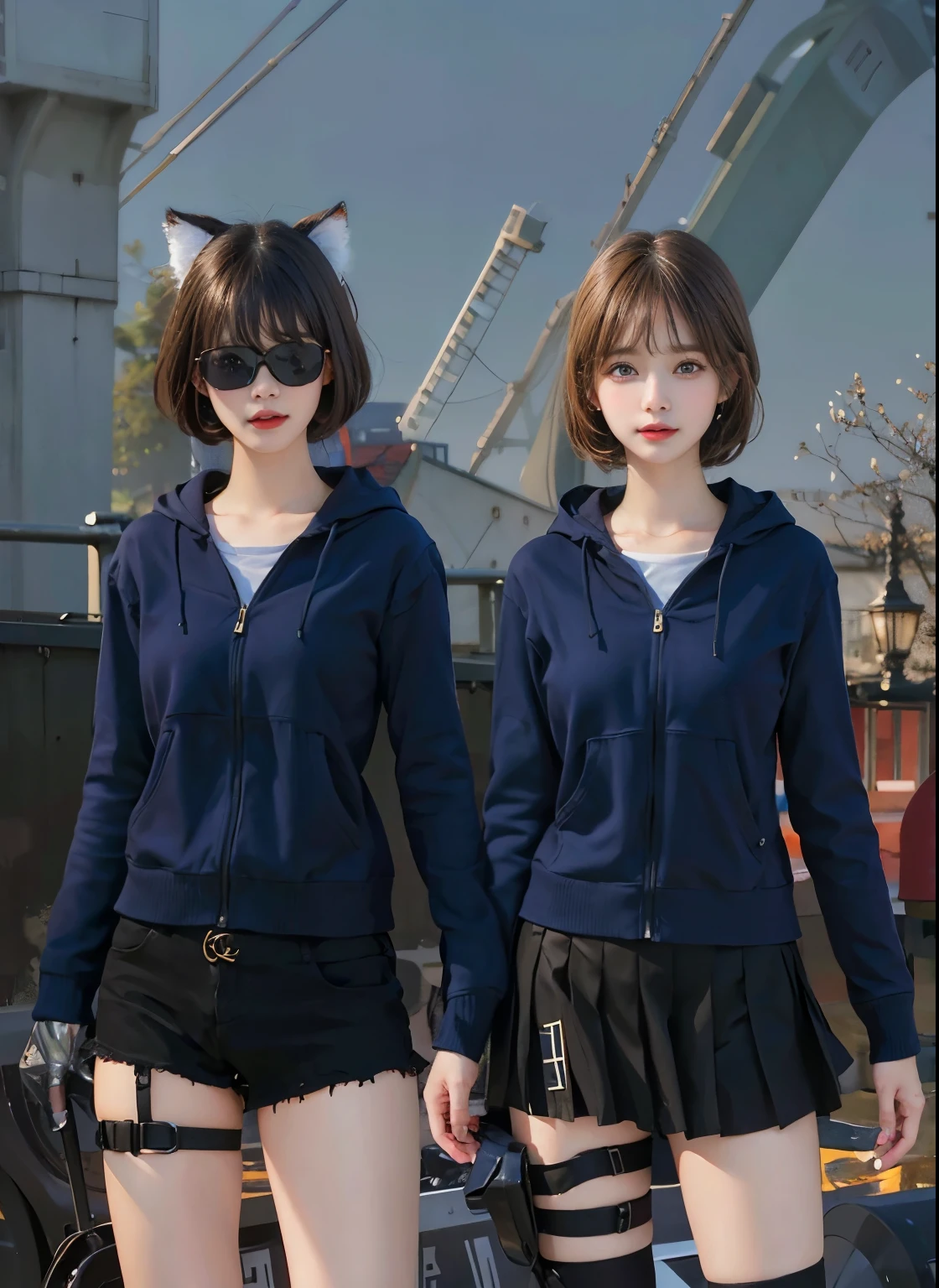 （RAW photos：1.2），high high quality，beautiful details girl，bunnygirl，ssmile，Highly detailed eyes and face，beatiful detailed eyes，hugefilesize，A high resolution，A high resolution，8k wallpaper，finely detailled，Highly detailed stock code uniform 8k wallpaper，light in face，cinmatic lighting，16 year old girl，pleatedskirt，A sexy pose，（photo-realism：1.4），illustratio，ultra-realistic realism， look from down，super detailing，tmasterpiece