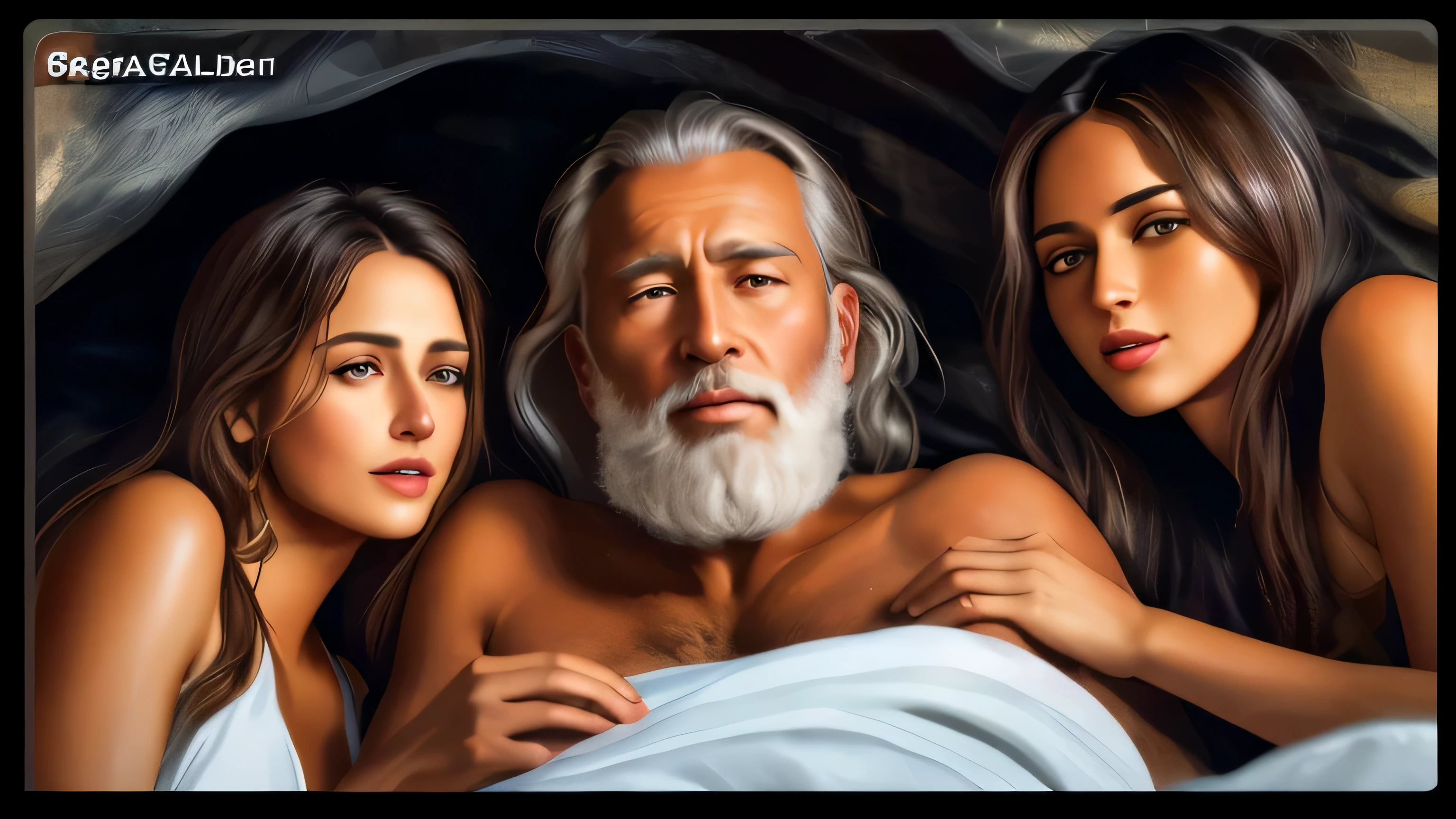 arafed man with a beard and three women in bed, ultra realistic digital painting, greek myth digital painting, hyper realistic digital painting, photorealistic digital painting, ultra realistic painting, hyperrealistic digital painting, ultrarealistic digital art, realistic digital painting, ultra realistic digital art, by Galen Dara, ultra realistic oil painting, very realistic digital art
