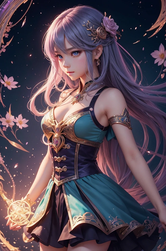 Ancient magic descends into the world of magic，Become a legendary magical girl。 illusory，Stylization動漫，Lovely and detailed digital art， 8 K，Stylization ，anime style ，  Super quality，Super detailed and intricate details, masterpiece, beautiful. lifelike