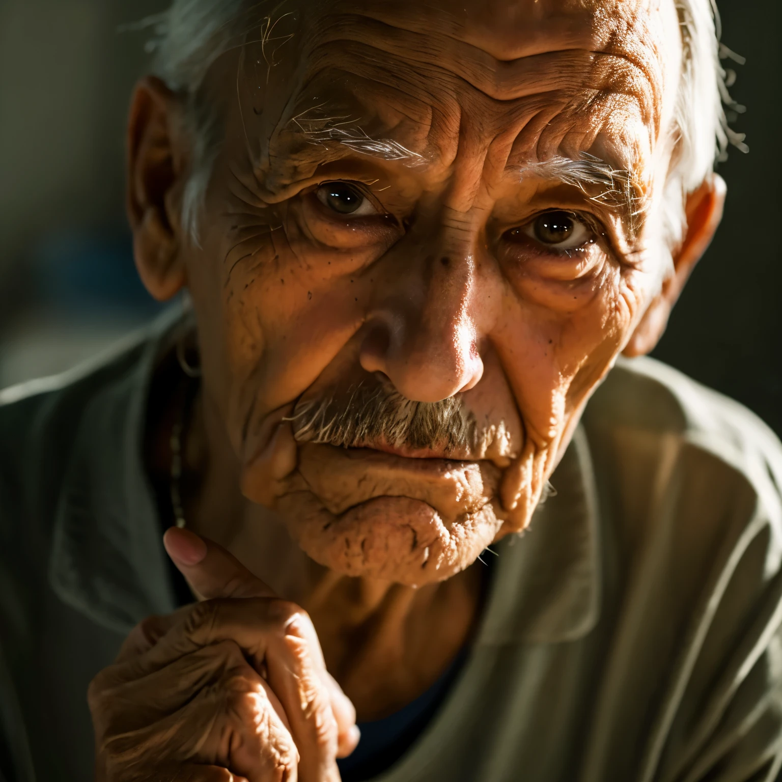 Old man sad with life