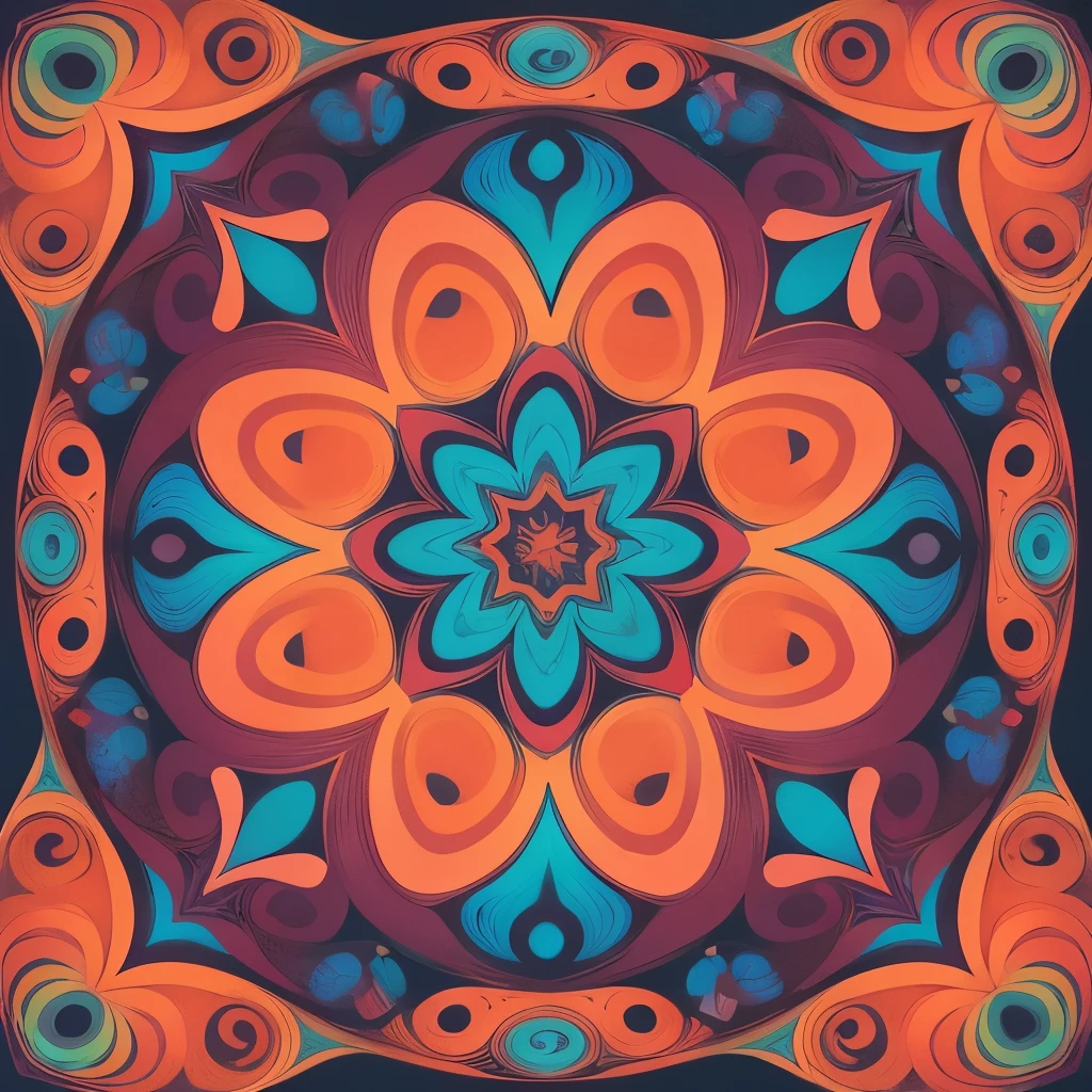 A magnificent swirl square of captivating and psychedelic color drawin