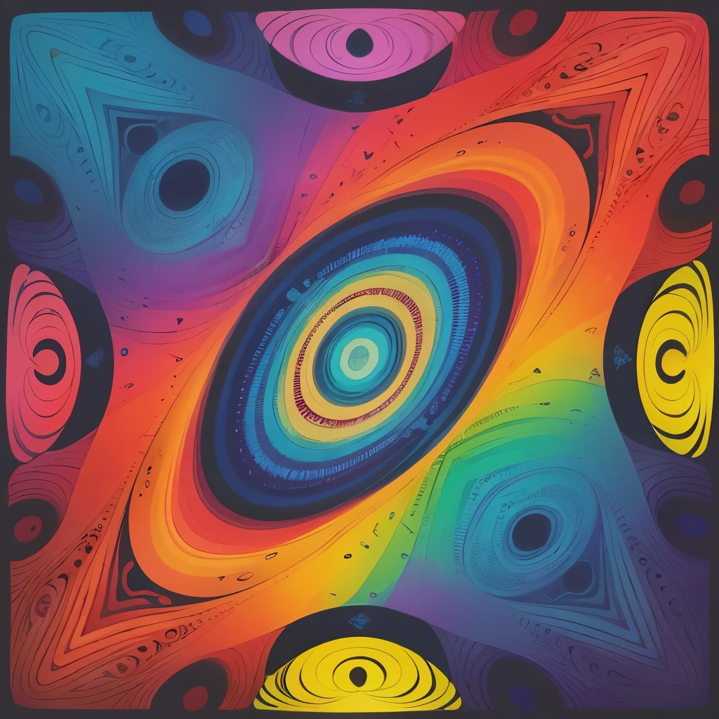 A magnificent swirl square of captivating and psychedelic color drawin