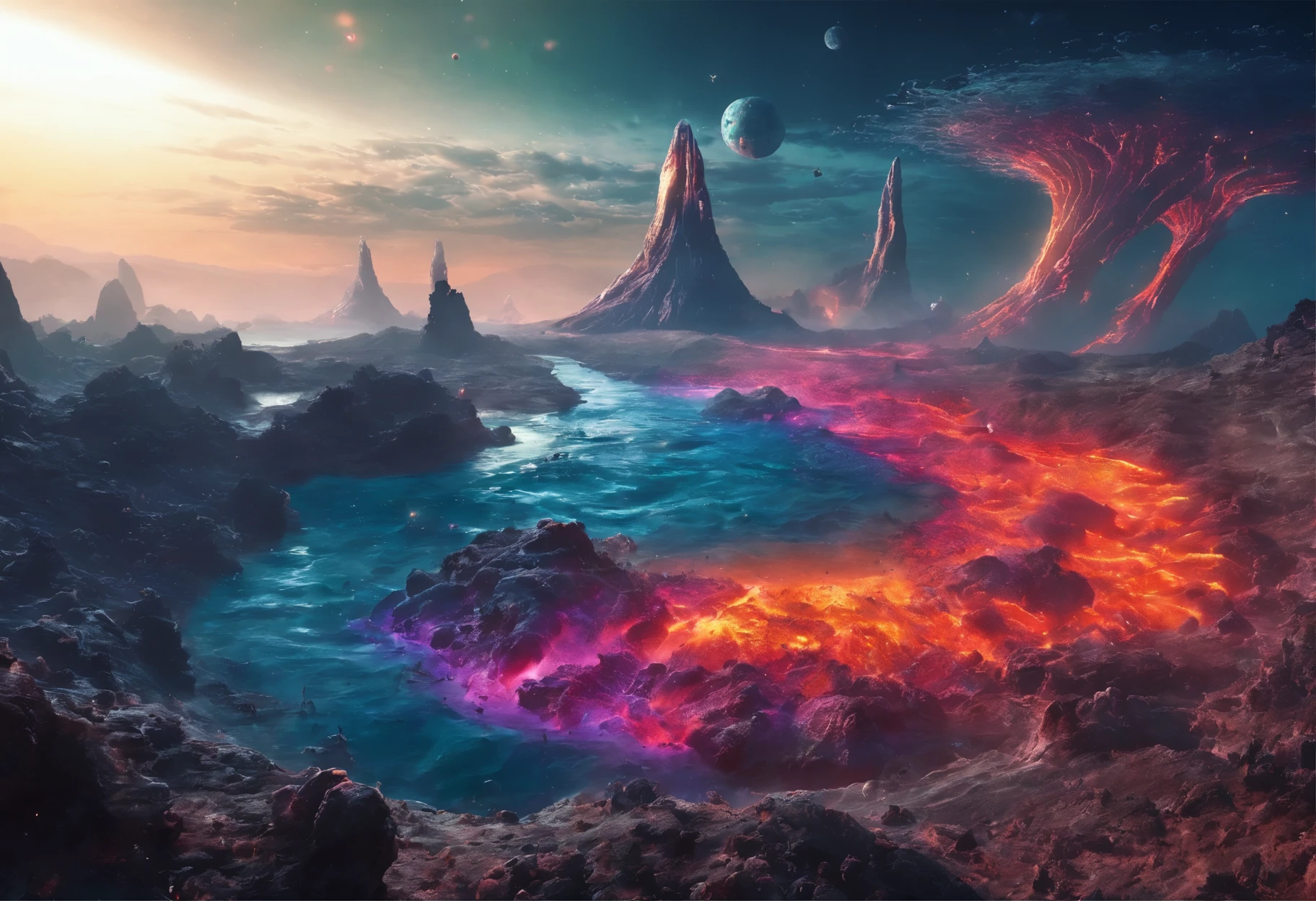 Masterpiece, ocean floor,Craters,Undersea volcanic eruption, 8K