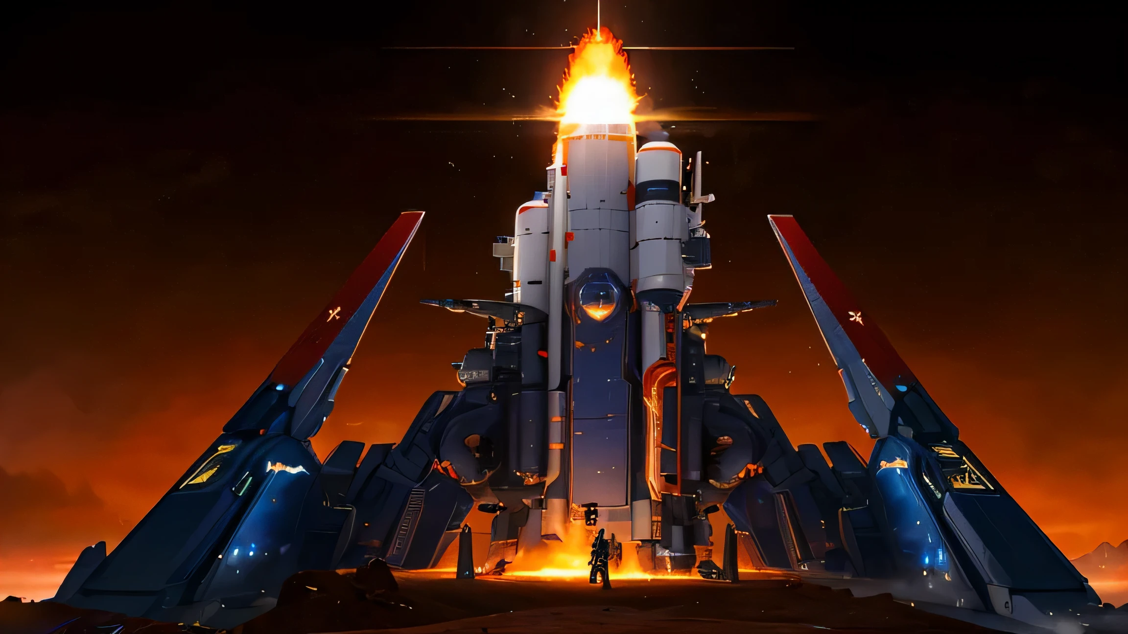 Rocket发射,Sci-fi atmospheric effects,special effects flame,Ultimate special effects,Rocket,fantasy,Amazing sci-fi effects,extreme details,realistic light,epic composition,(intricate details),(Complex design,Ultra-detailed:1.2),art station,(masterpiece,best quality),ultra high definition,Cyberpunk--v 6