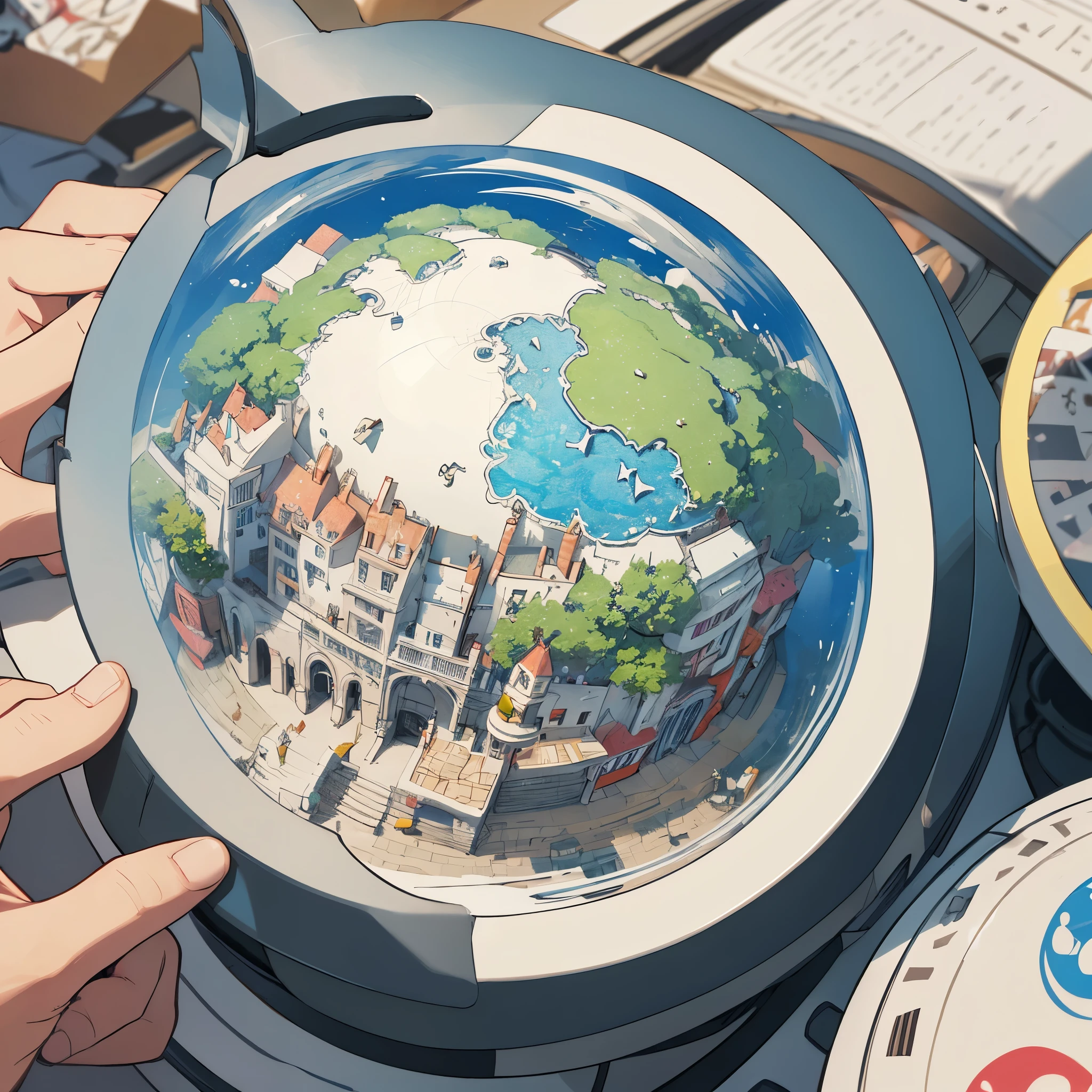 3d round planet of resort world, in the style of hyper-detailed illustrations, playful visual, soft gradients, cute cartoonish designs, tilt shift, soft shading, isolate on white,