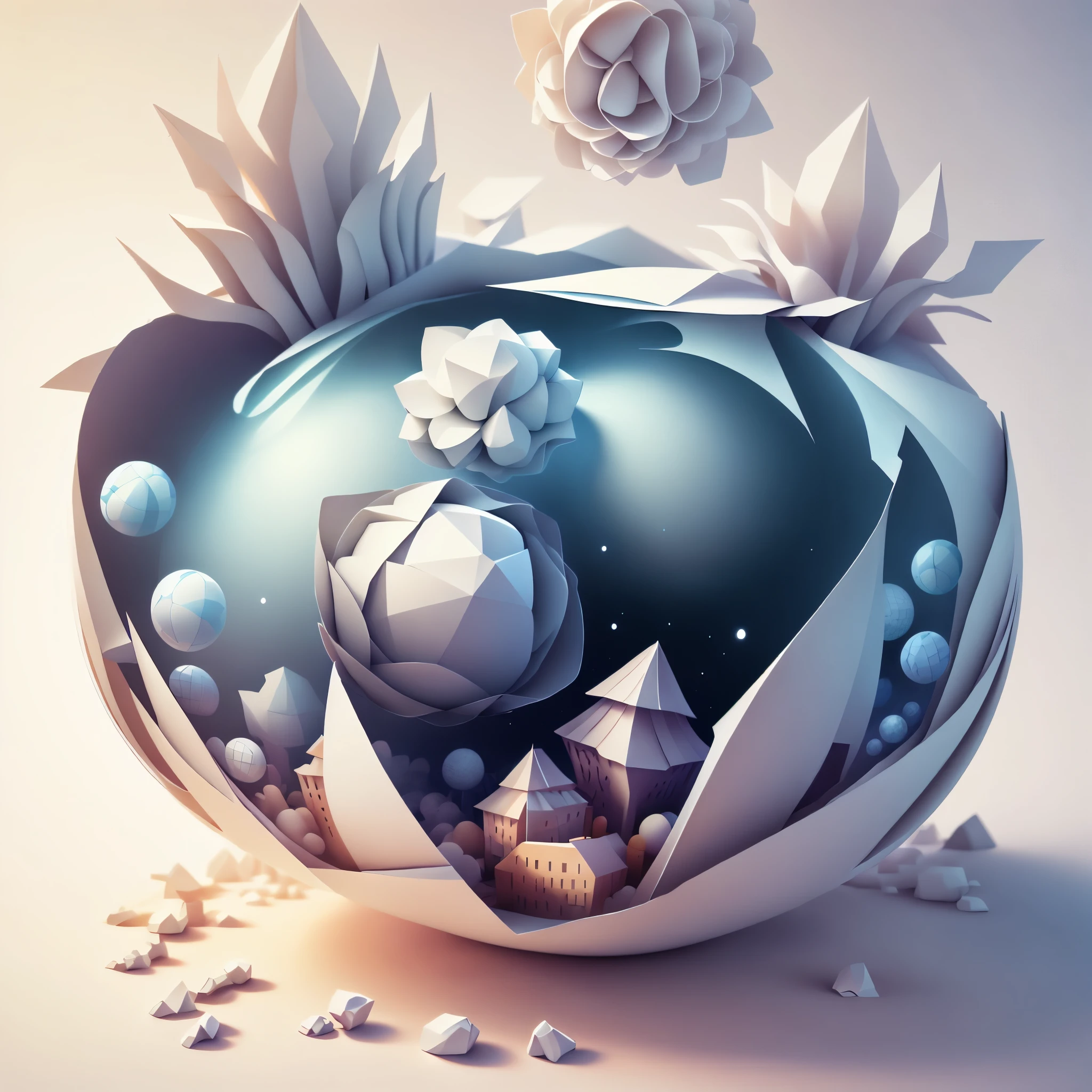 3d round planet of resort world, in the style of hyper-detailed illustrations, playful visual, soft gradients, cute cartoonish designs, tilt shift, soft shading, isolate on white,