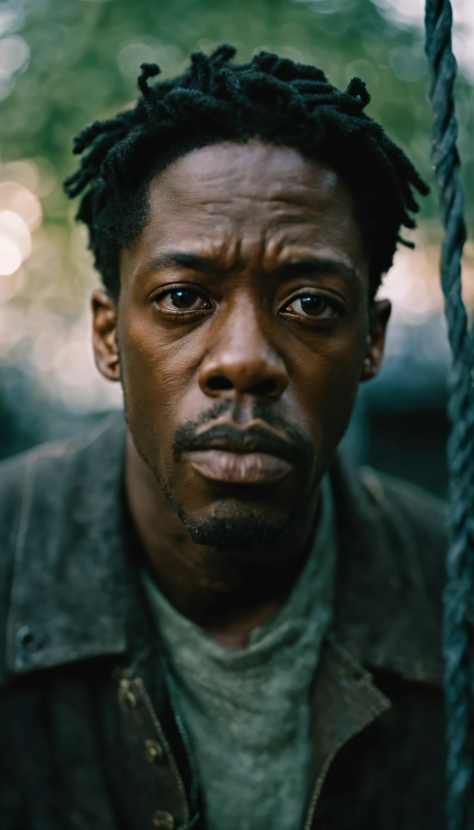 cinematic photo photograph, Kodak portra 800, Marlo Stanfield. 35mm photograph, film, bokeh, professional, 4k, highly detailed, a look of shock, The Wire