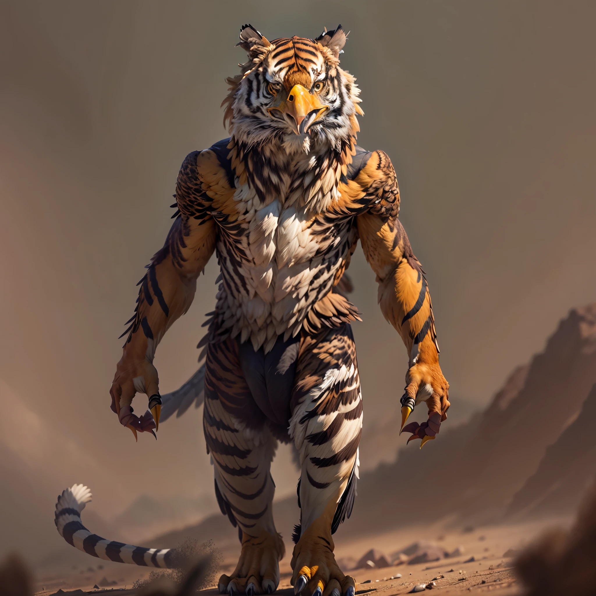 full body,solo,tiger AND eagle,masterpiece,4k,