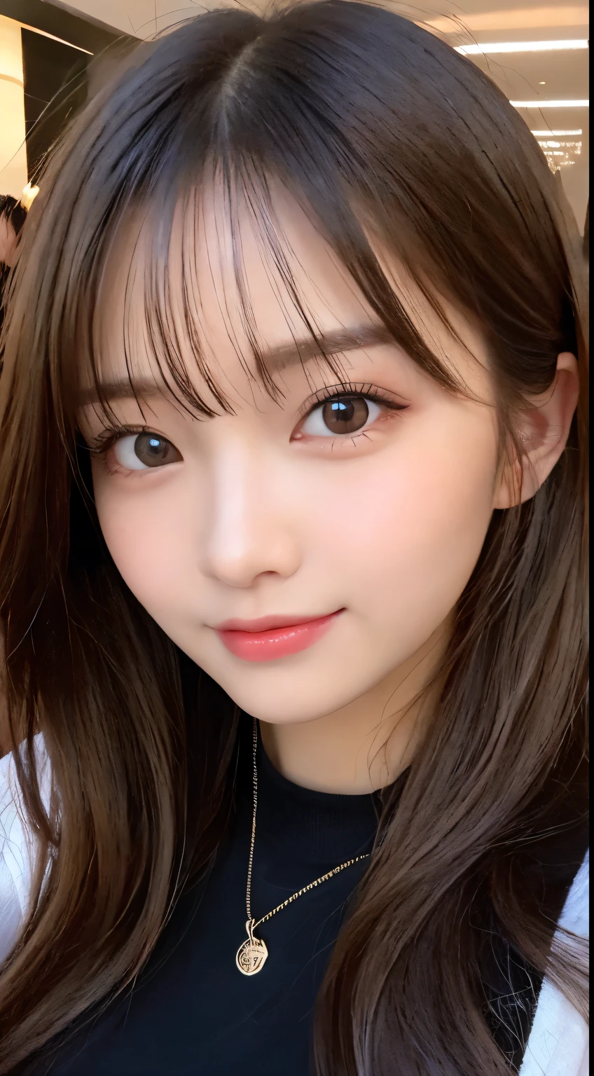 table top, highest quality, shape, Super detailed, finely, High resolution, 8k wallpaper, 完璧なダイナミックな構shape, beautiful and detailed eyes, Latest trend fashion Tokyo winter wear,medium hair, small breasts, natural color lip,smile,20 year old girl、midnight、beautiful and detailed face、perfect and beautiful face、slim face and style,spread your arms wide,Big eyes,Take a photo from below the knees at a face angle、small face、beautiful detailed face、perfect and beautiful double eyelids